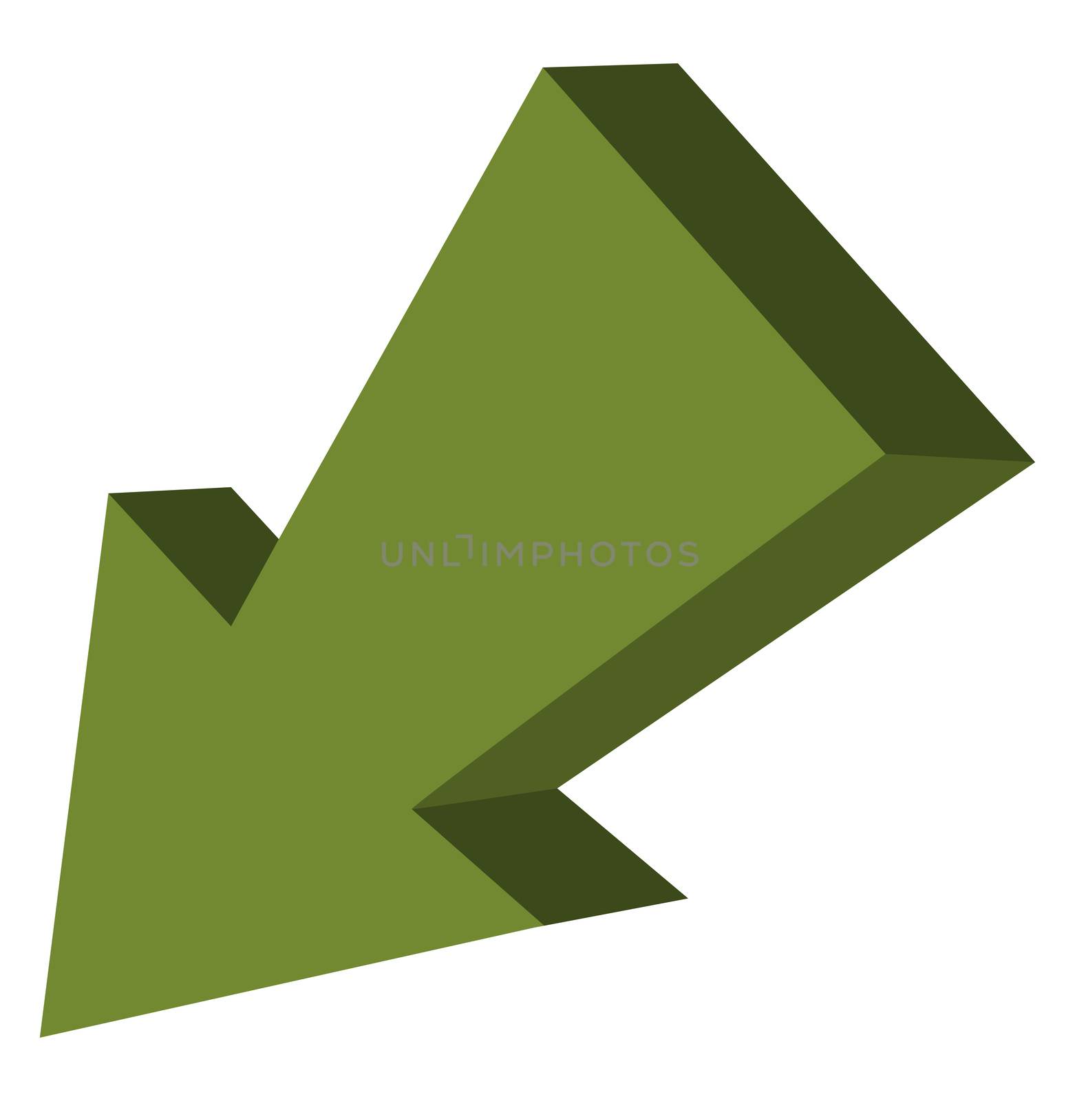 Green arrow, illustration, vector on white background by Morphart