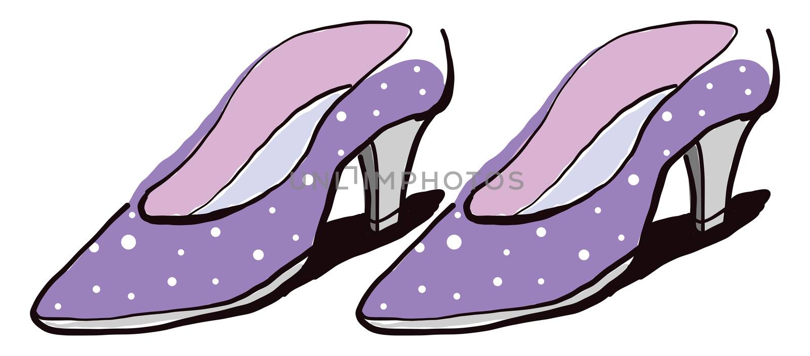 Purple woman shoes , illustration, vector on white background by Morphart