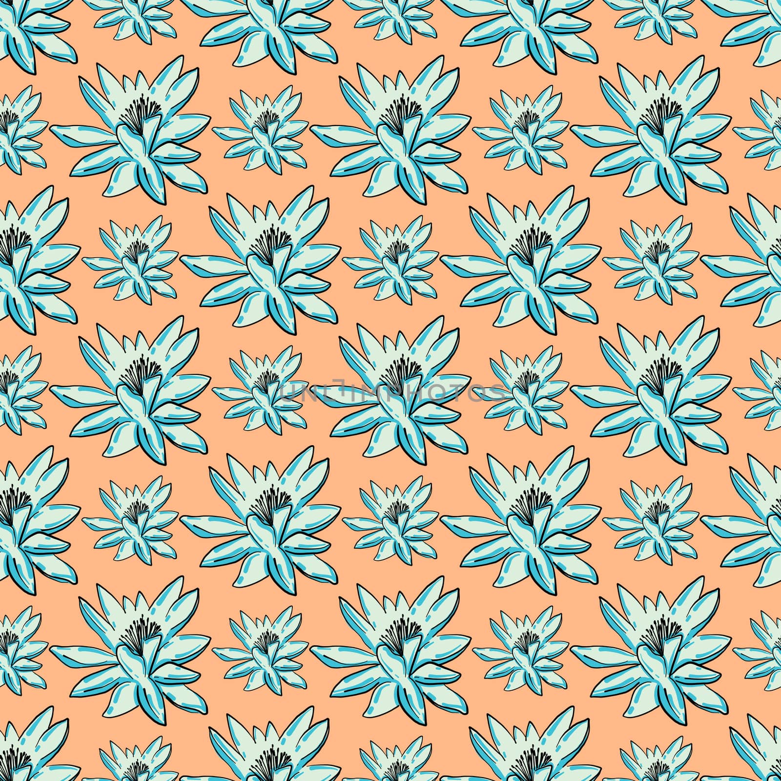 Blue flowers pattern , illustration, vector on white background