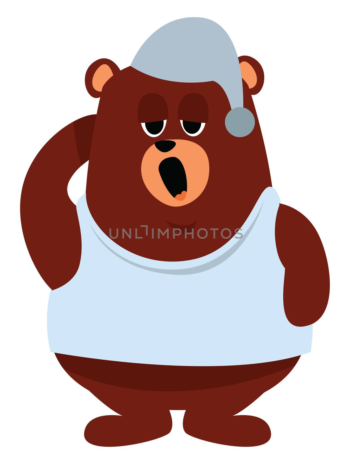 Bear in winter sleep , illustration, vector on white background