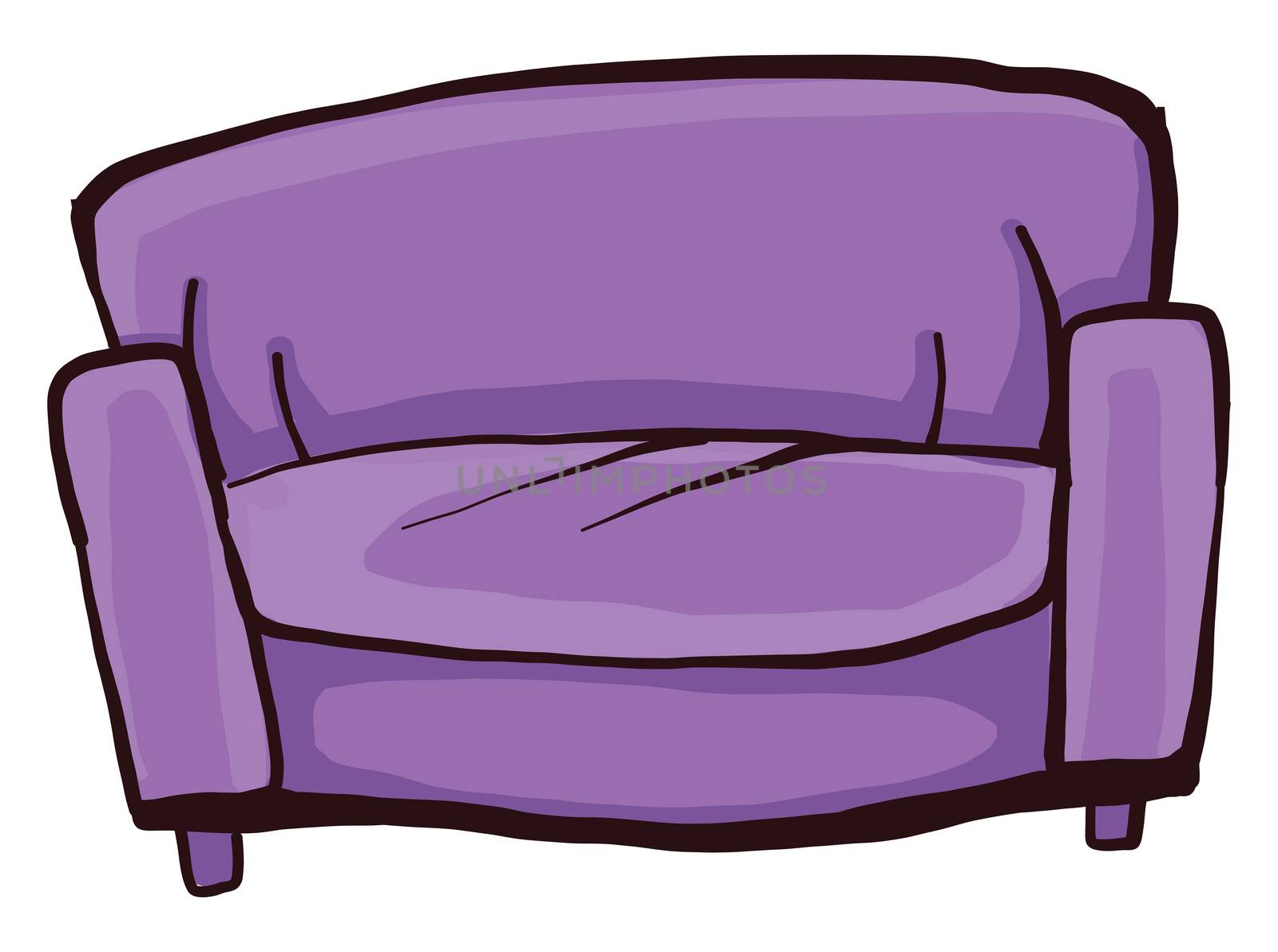 Purple sofa , illustration, vector on white background by Morphart