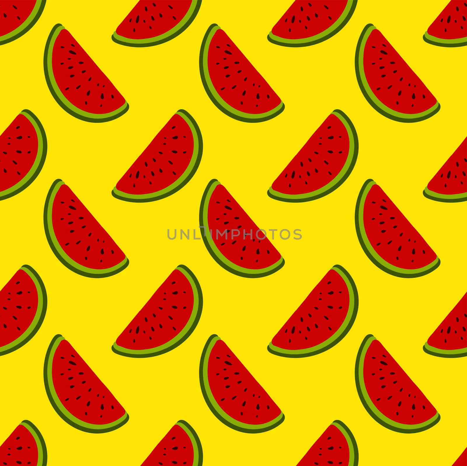 Watermelon pieces pattern , illustration, vector on white backgr by Morphart