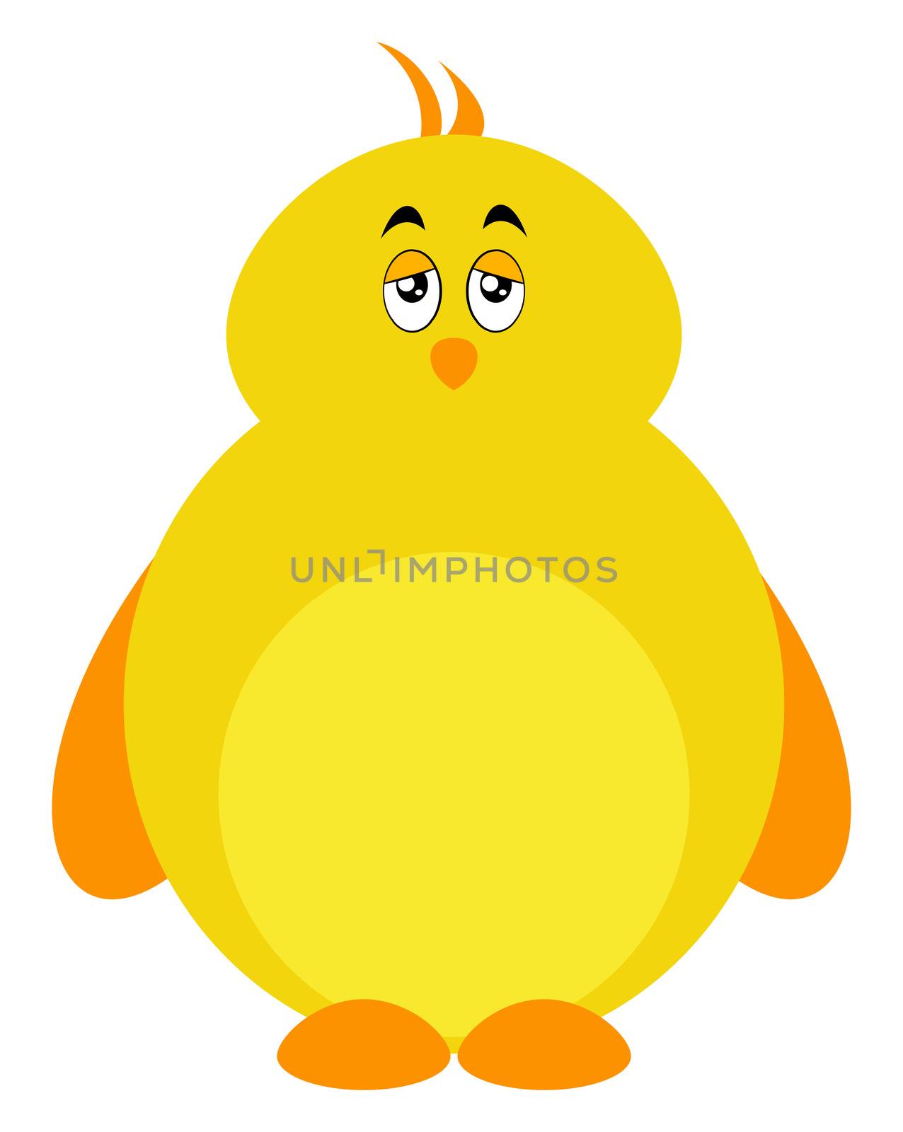 Fat yellow bird, illustration, vector on white background