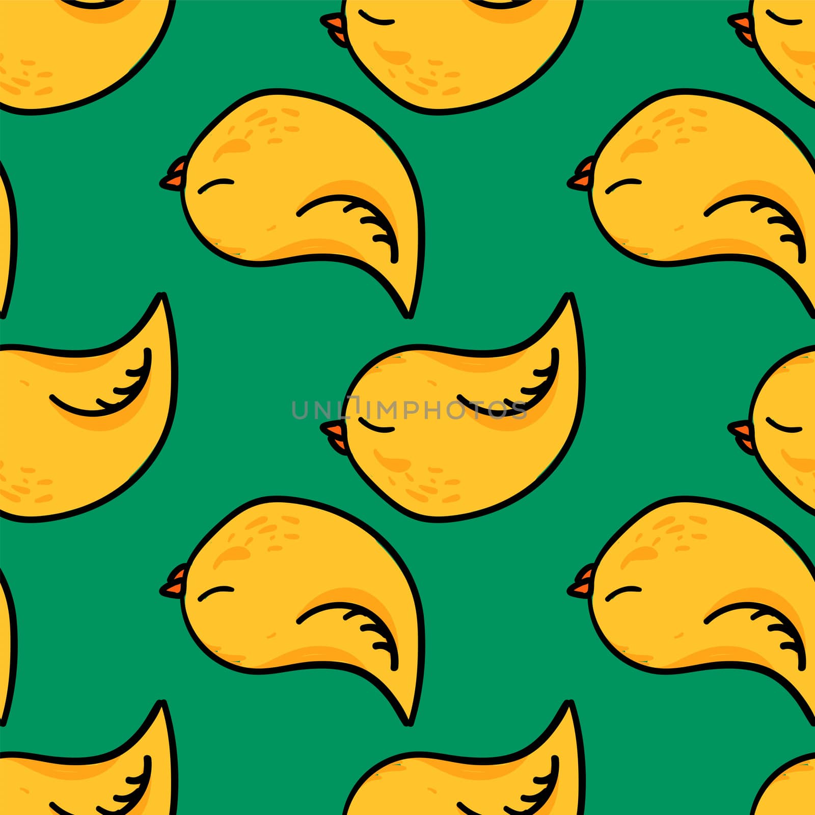 Yellow chicken pattern , illustration, vector on white backgroun by Morphart