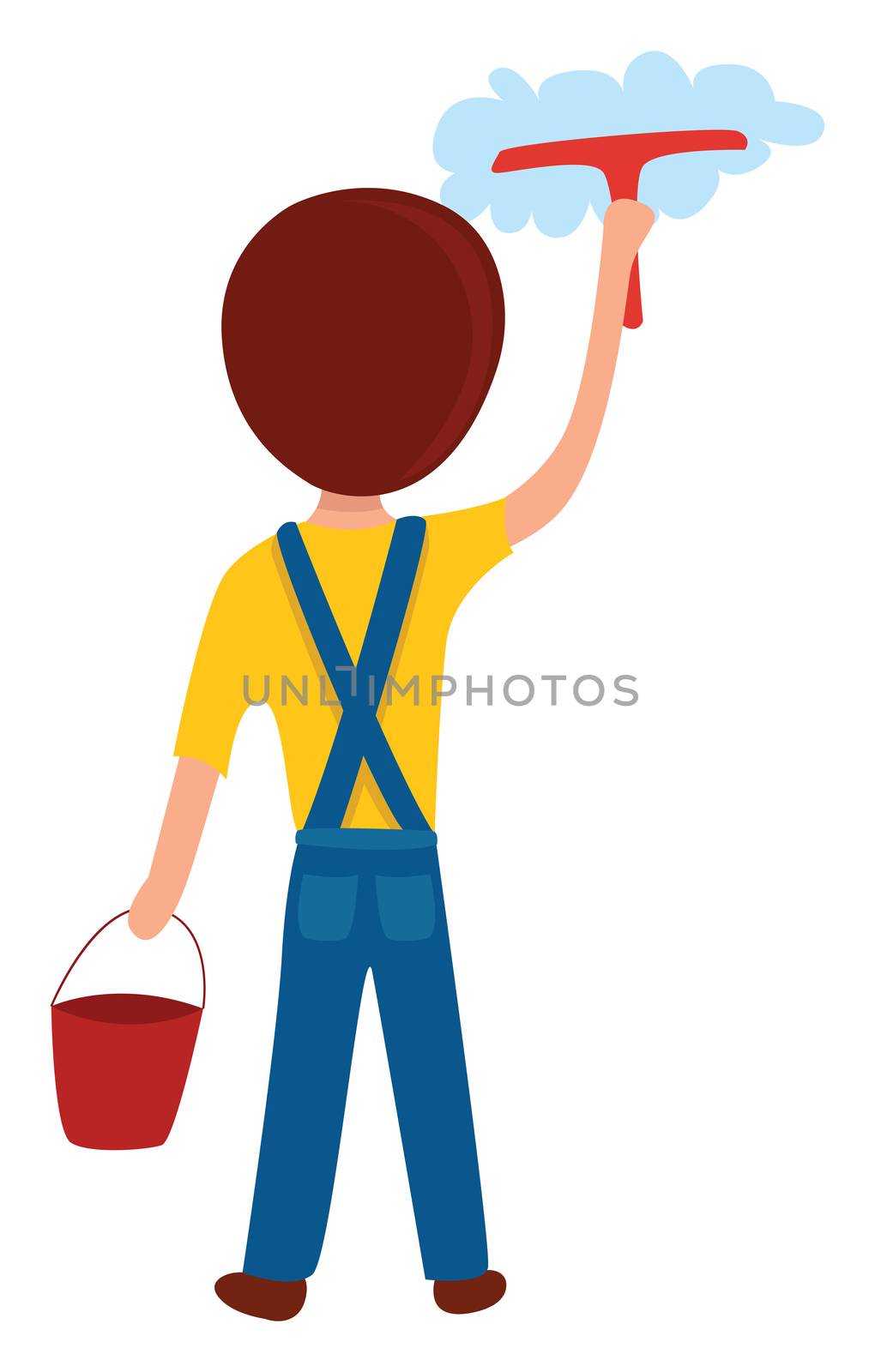 Window cleaning , illustration, vector on white background