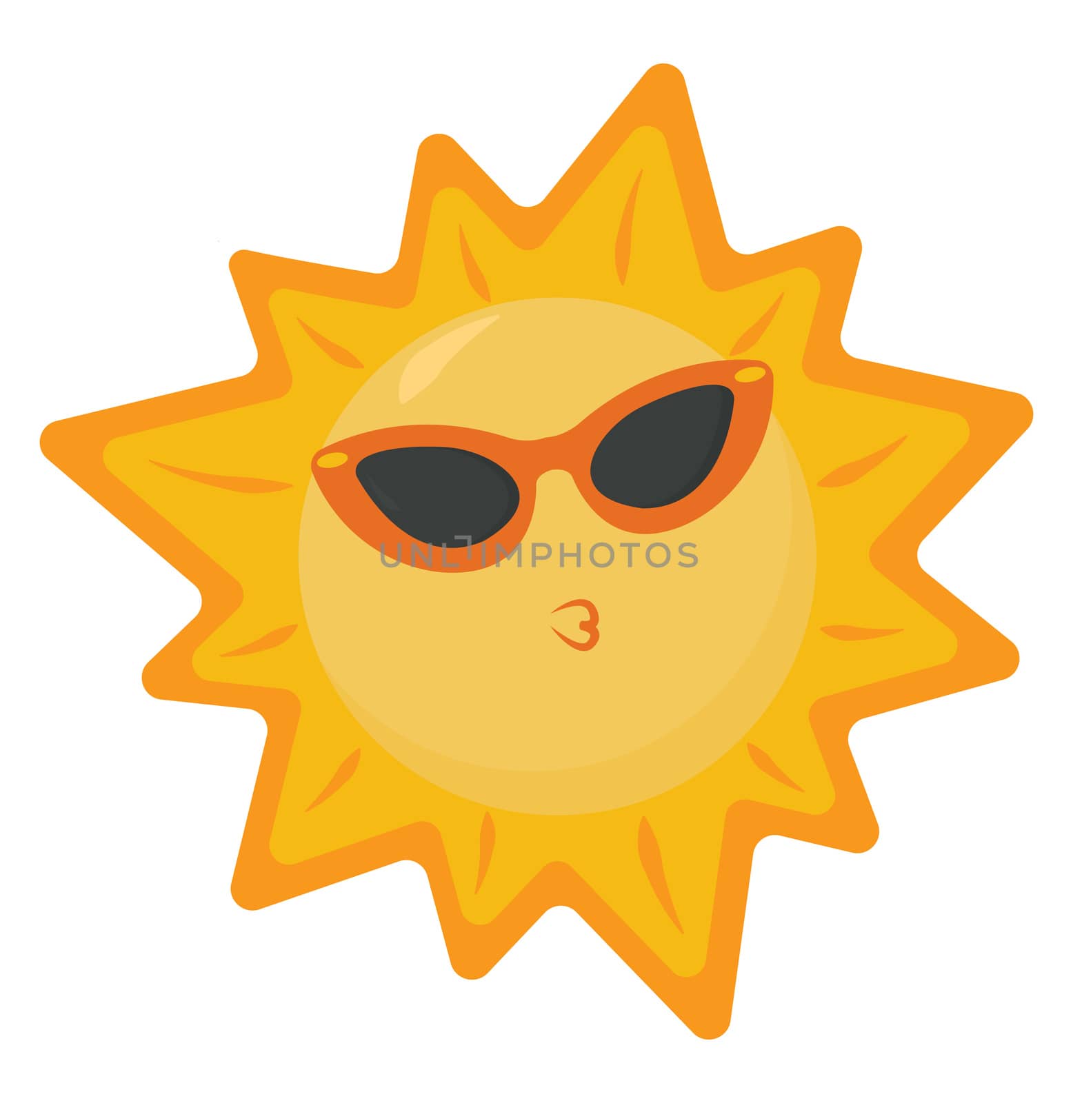Cool hot sun , illustration, vector on white background