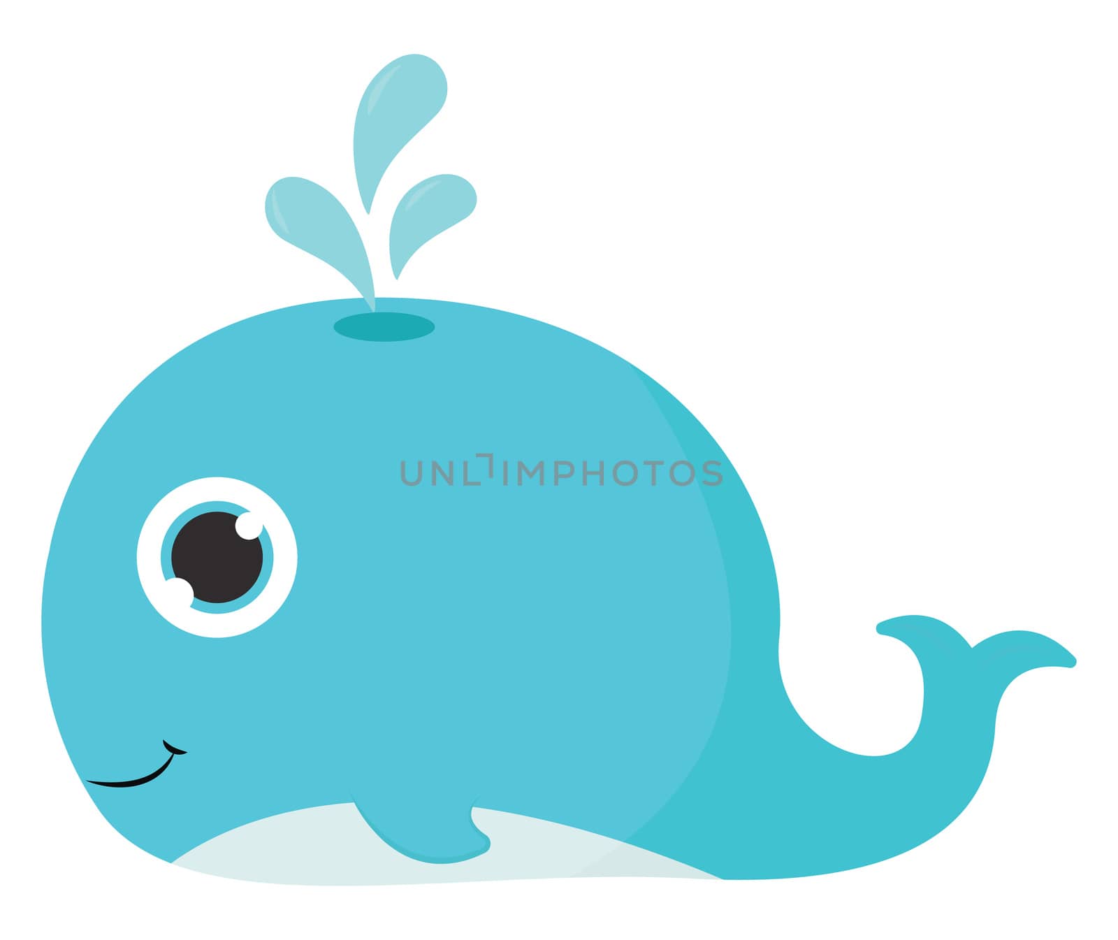 Cute blue whale , illustration, vector on white background by Morphart