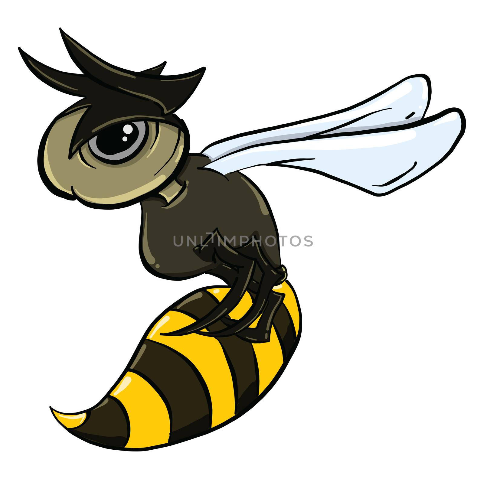 Angry wasp , illustration, vector on white background