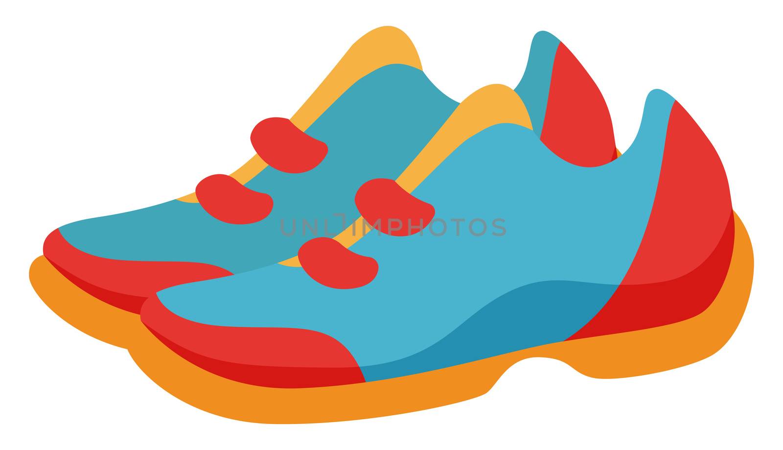 Colorful sneakers, illustration, vector on white background by Morphart