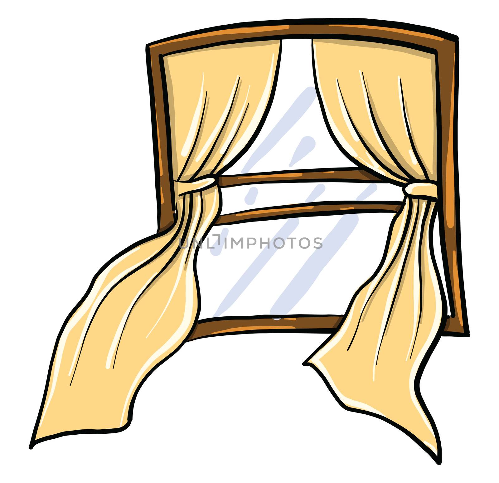 Window with curtains , illustration, vector on white background