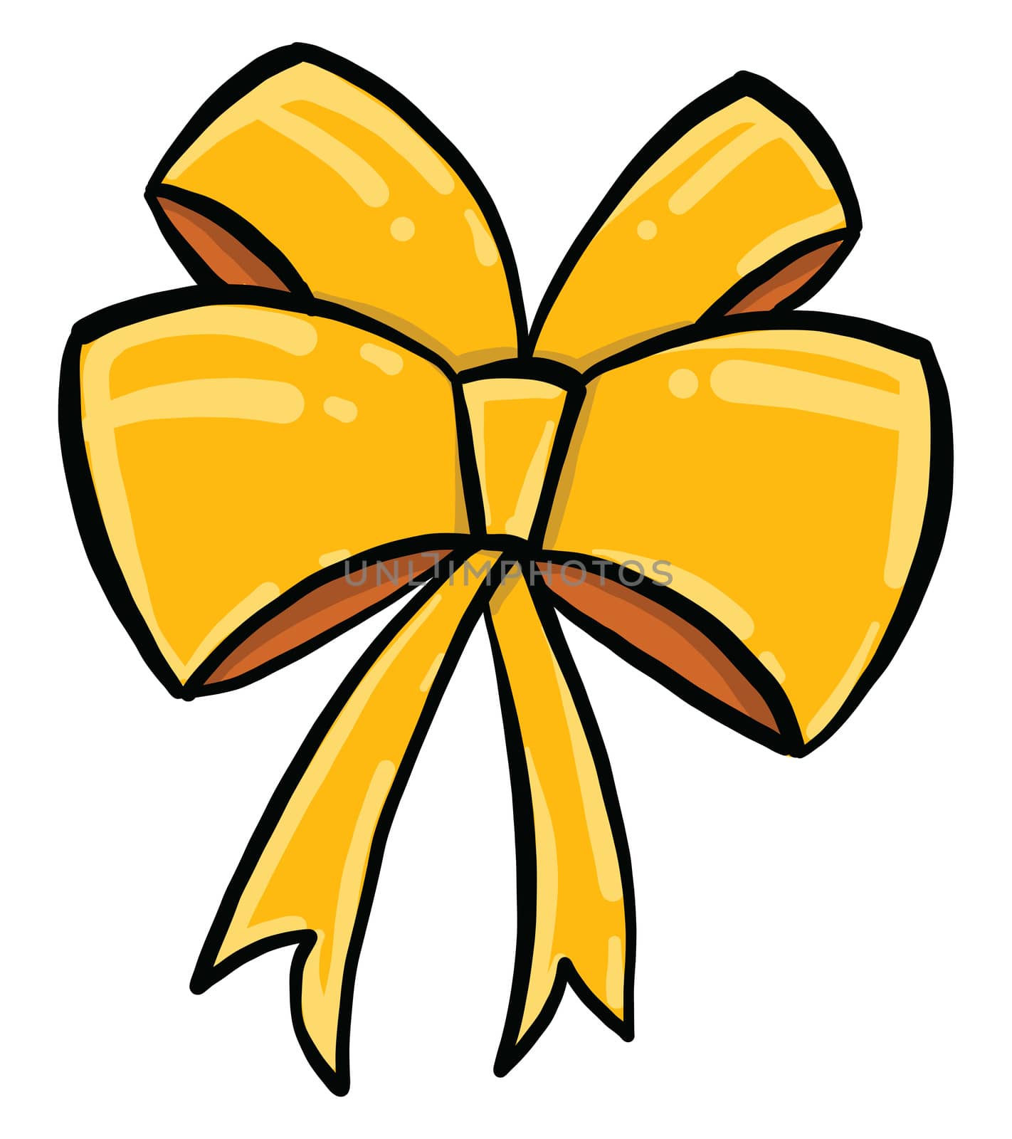 Yellow bow , illustration, vector on white background by Morphart