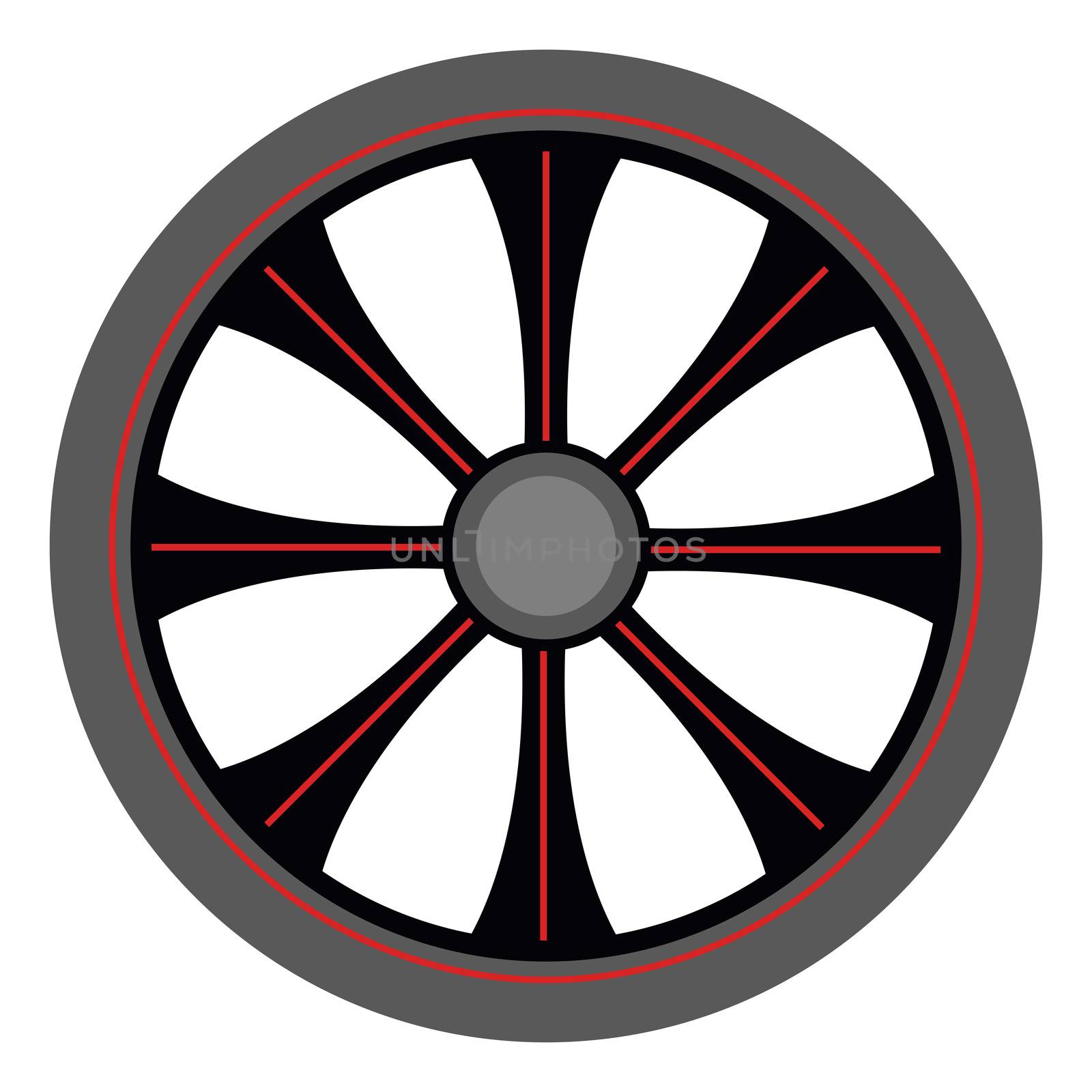 Alloy wheel, illustration, vector on white background