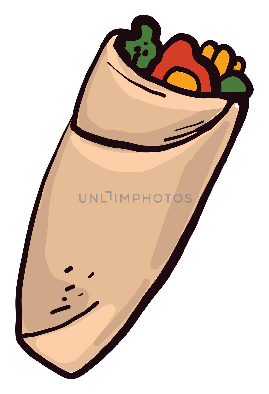 Tasty shawarma , illustration, vector on white background
