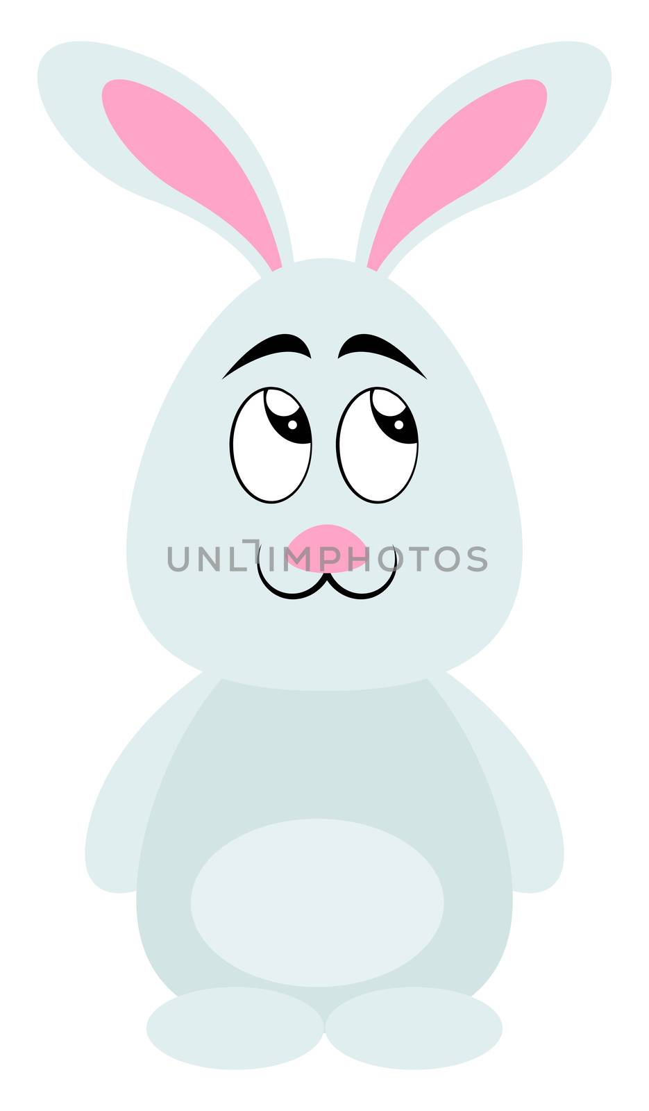 White cute bunny, illustration, vector on white background by Morphart