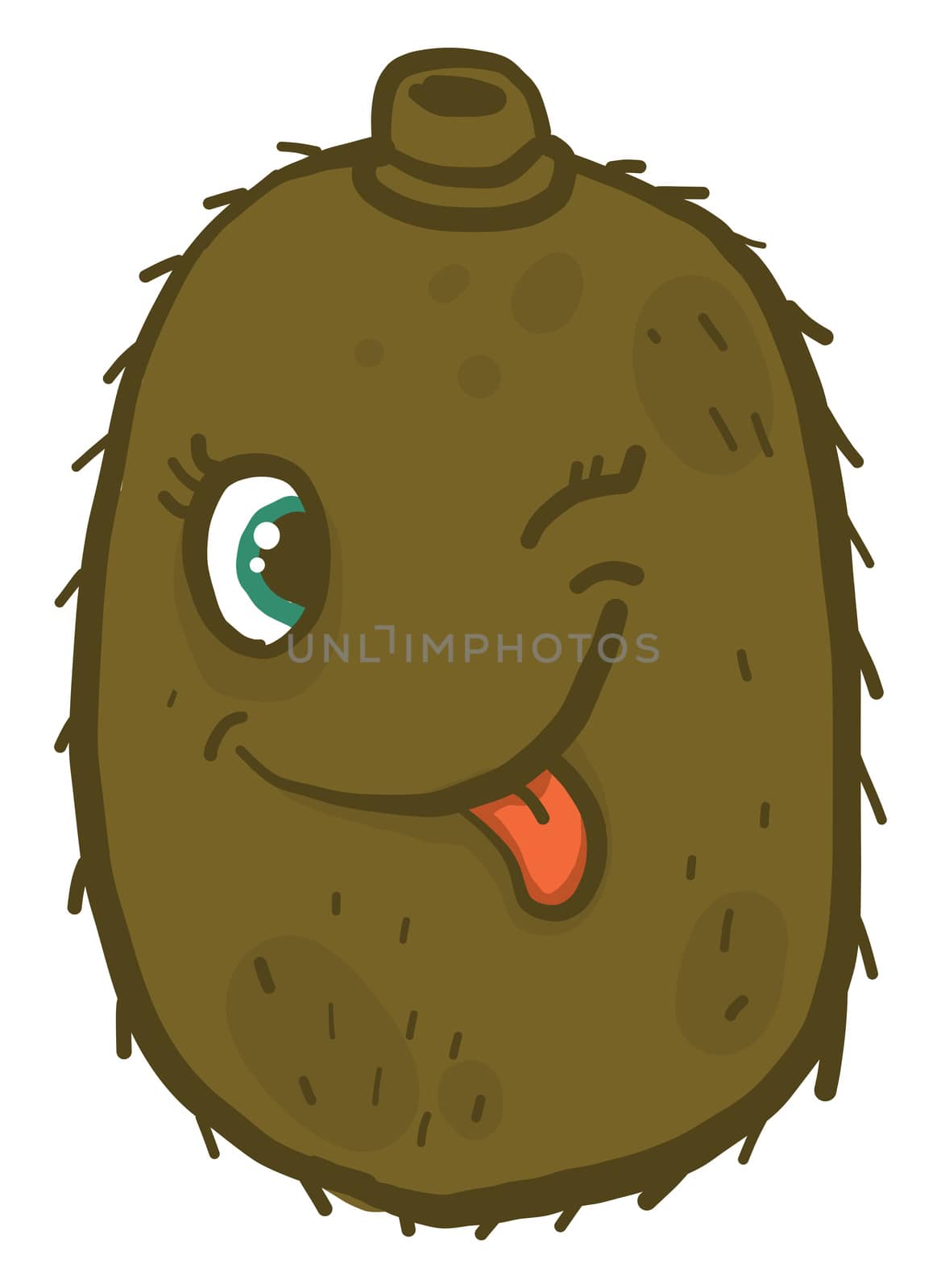 Winking kiwi fruit , illustration, vector on white background by Morphart