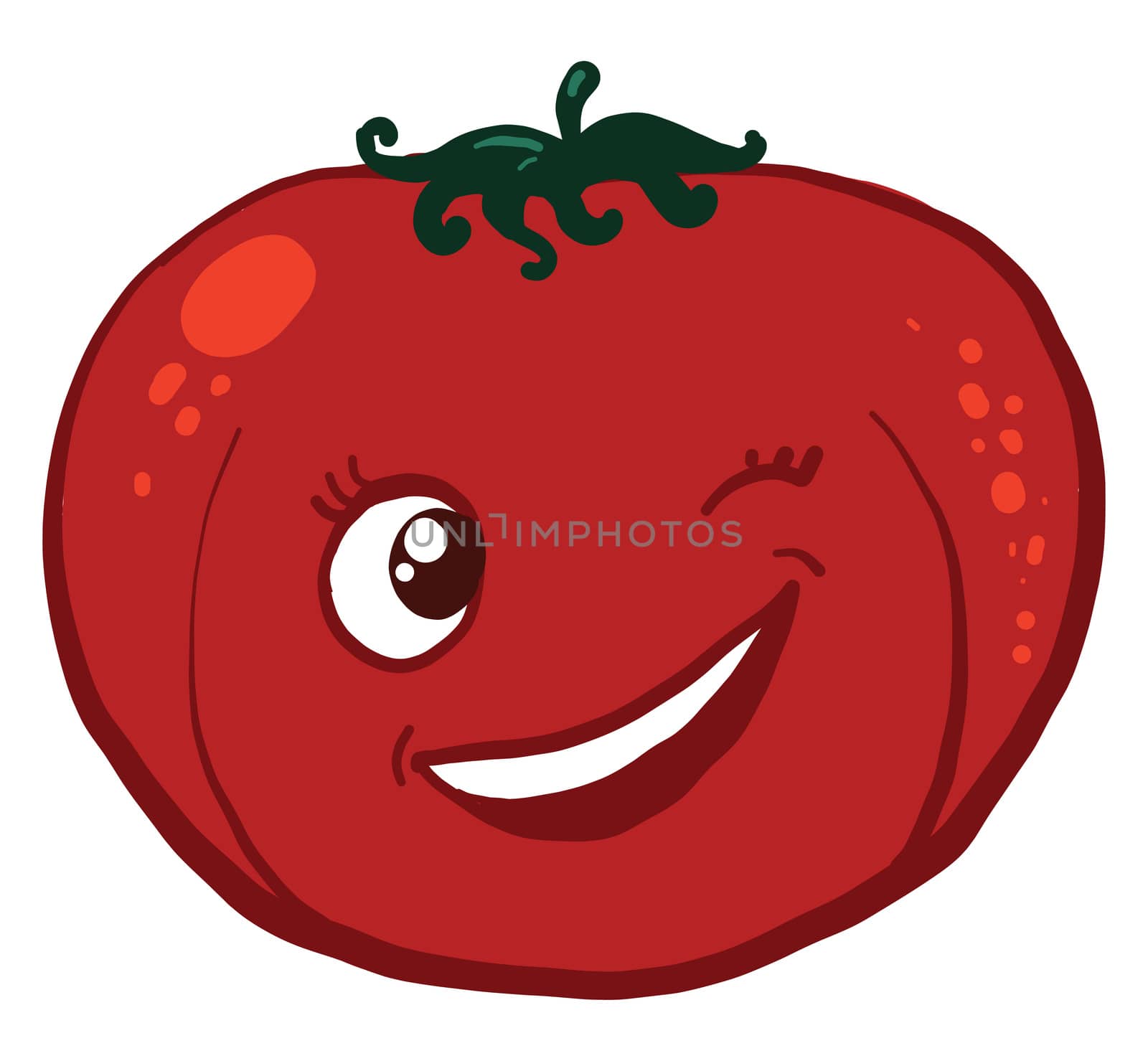 Winking tomato , illustration, vector on white background by Morphart