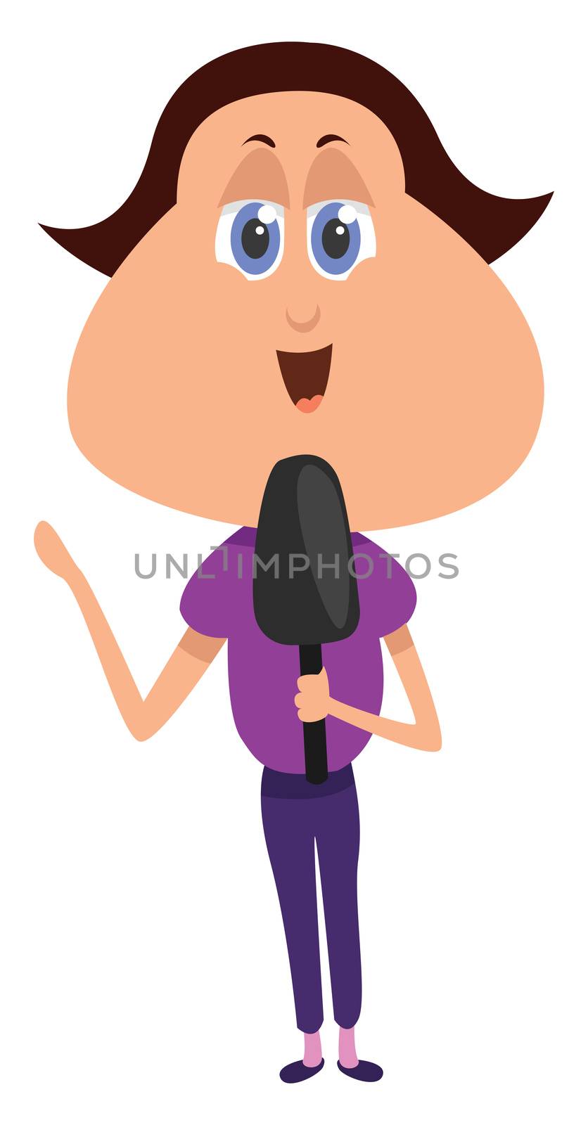 Woman journalist , illustration, vector on white background