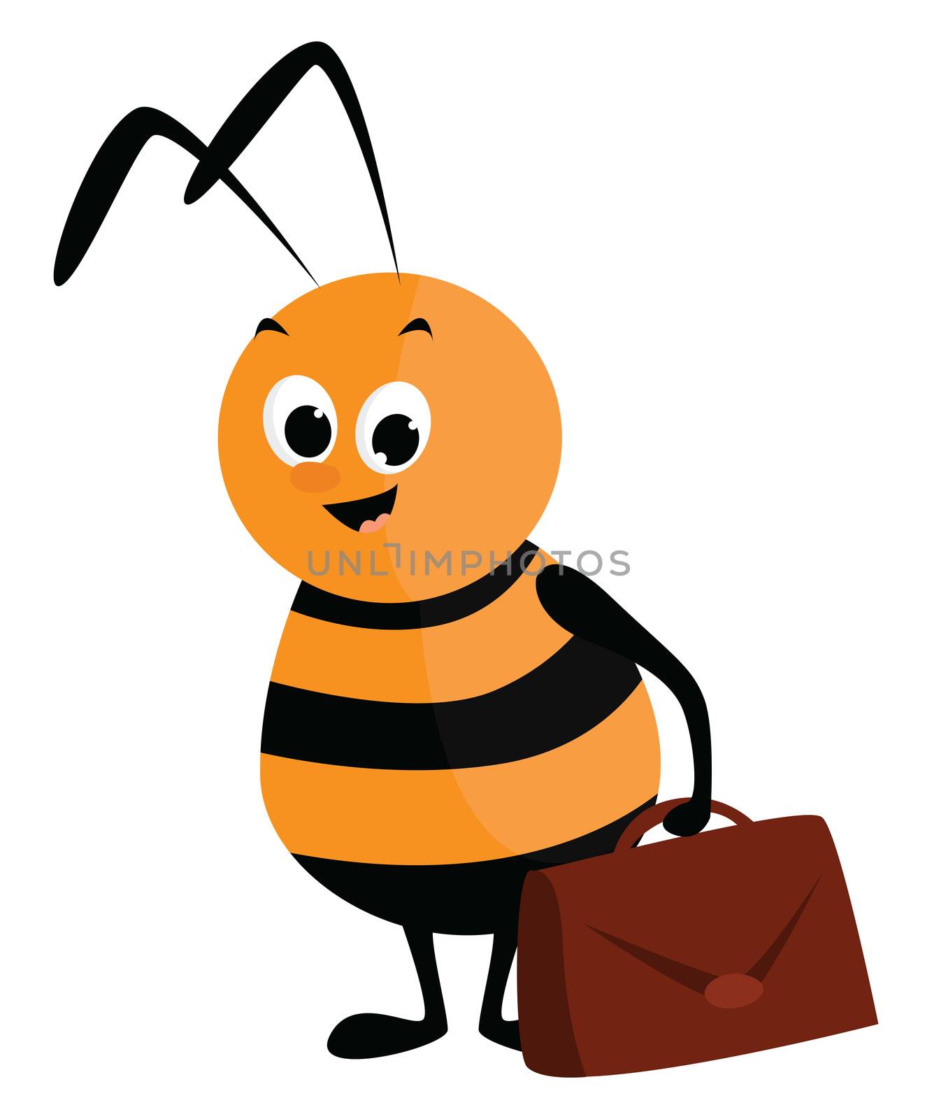 Working bee , illustration, vector on white background