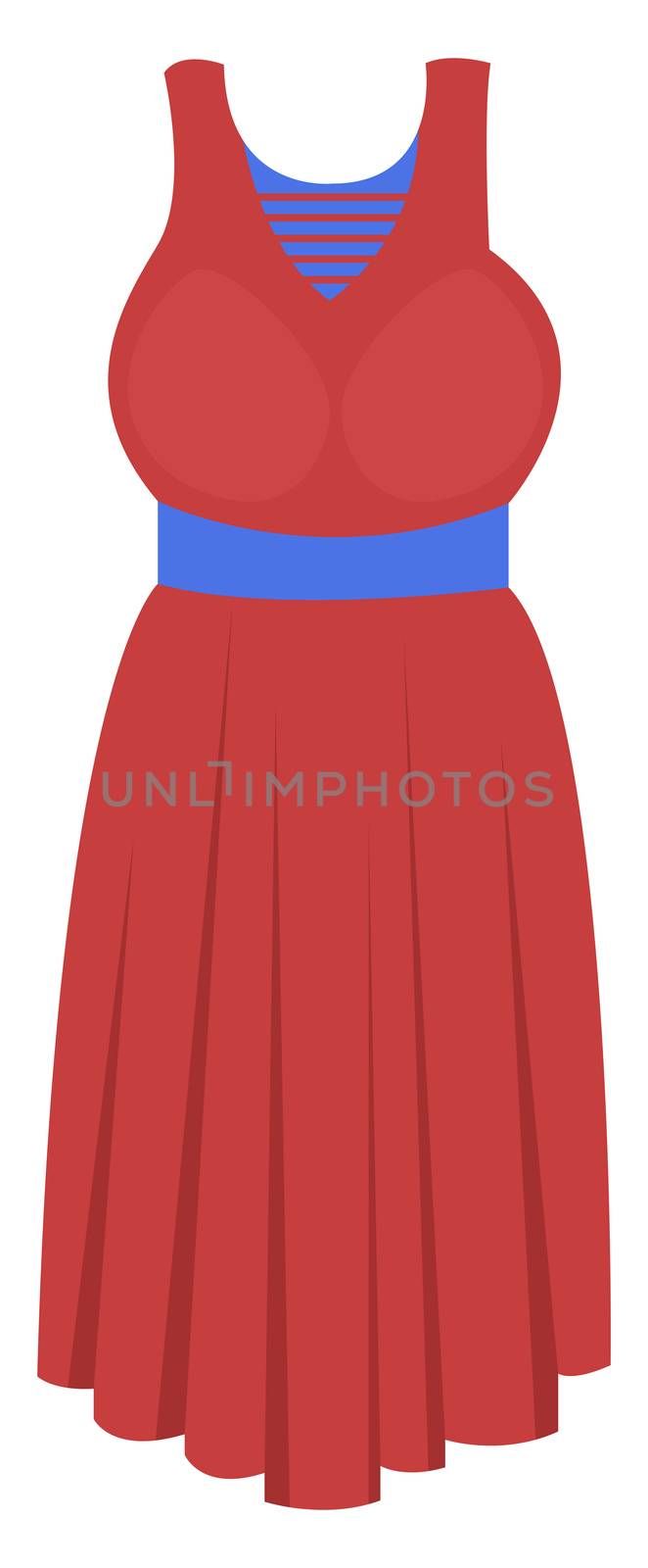 Red woman dress, illustration, vector on white background by Morphart