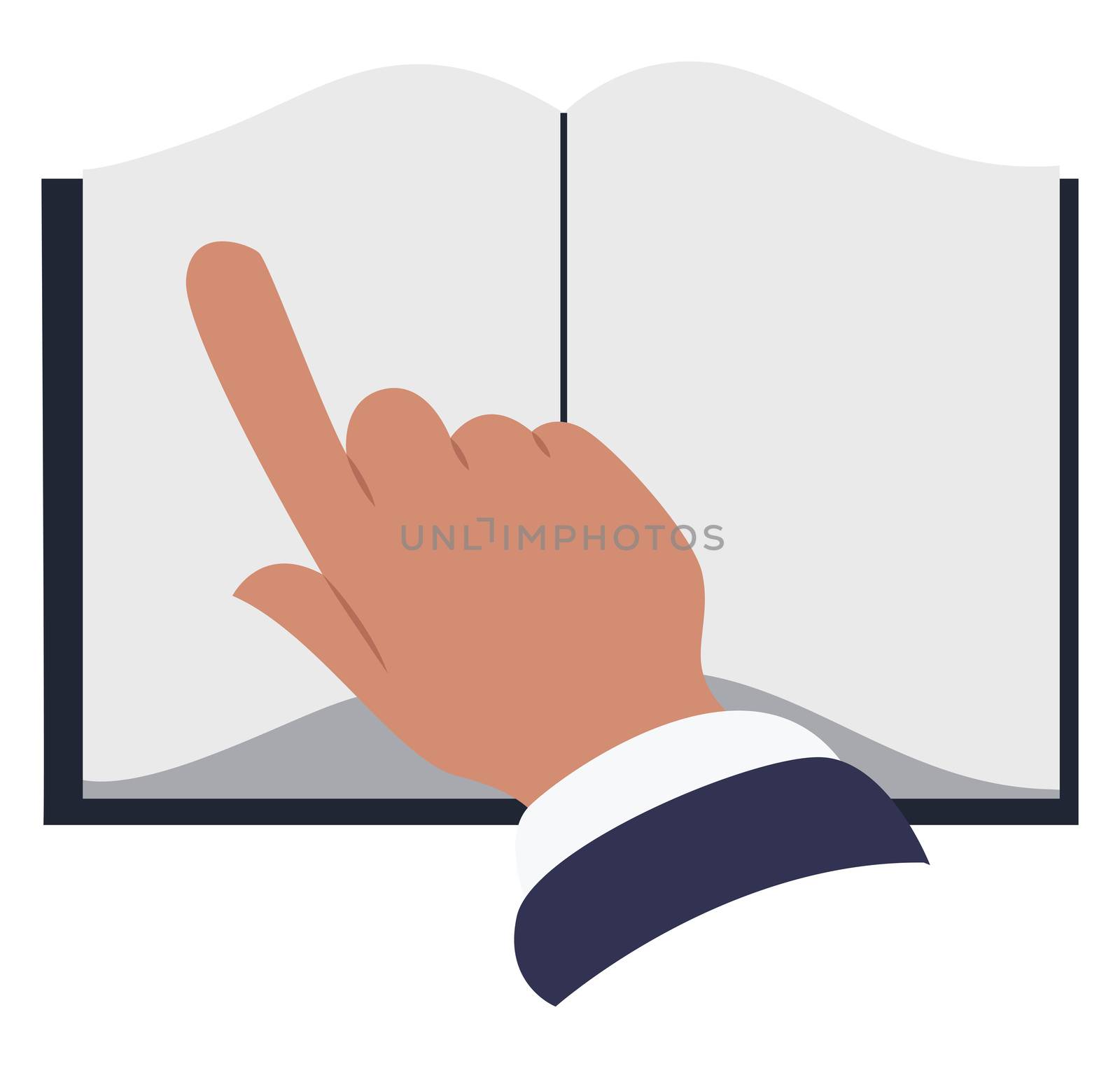 Opened book, illustration, vector on white background