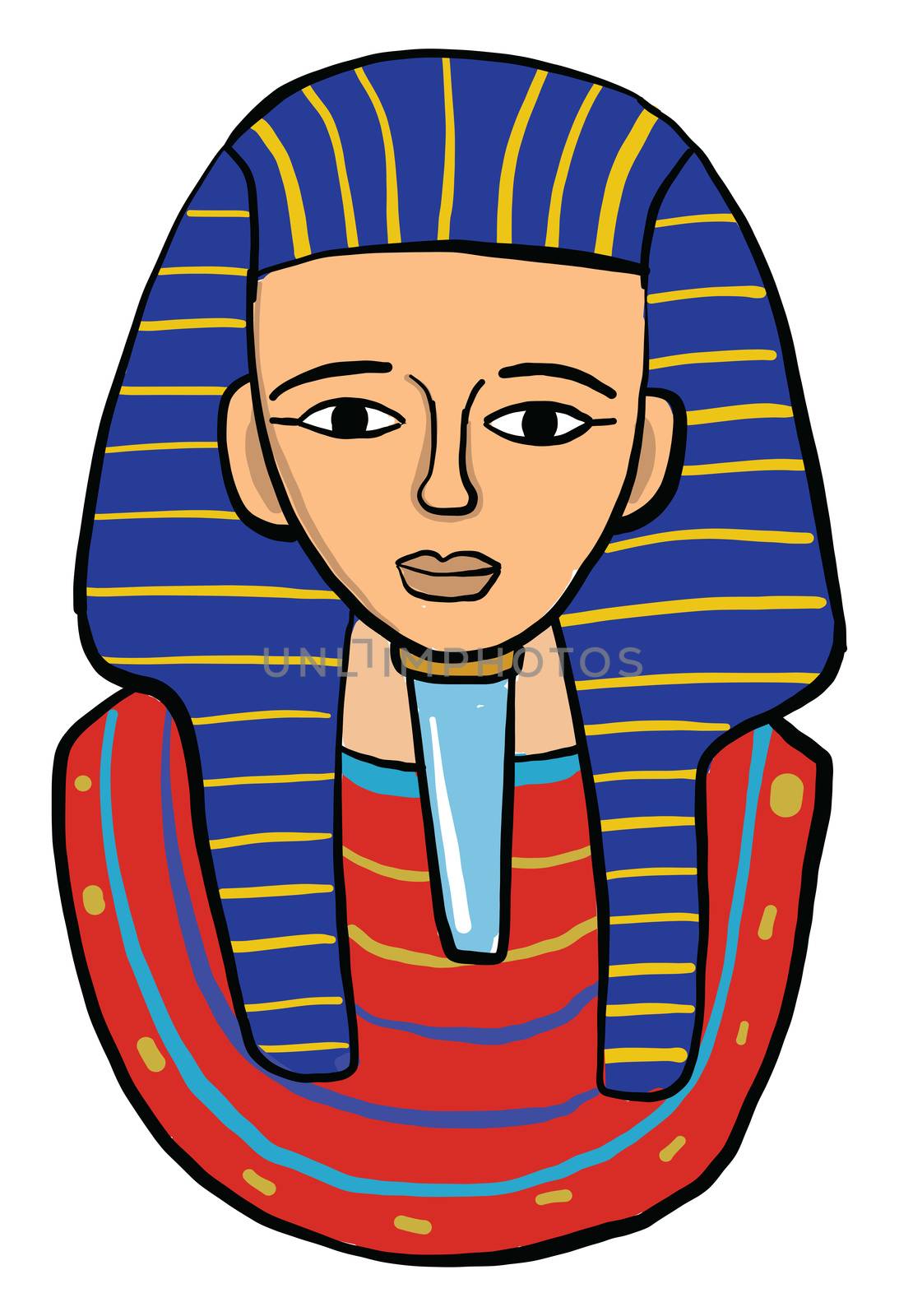 Tutankhamun , illustration, vector on white background by Morphart