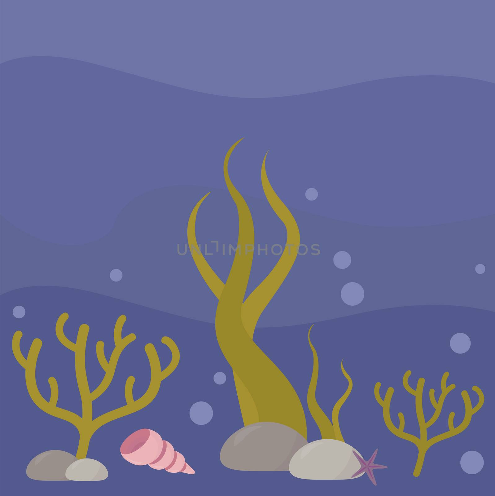 World underwater , illustration, vector on white background by Morphart
