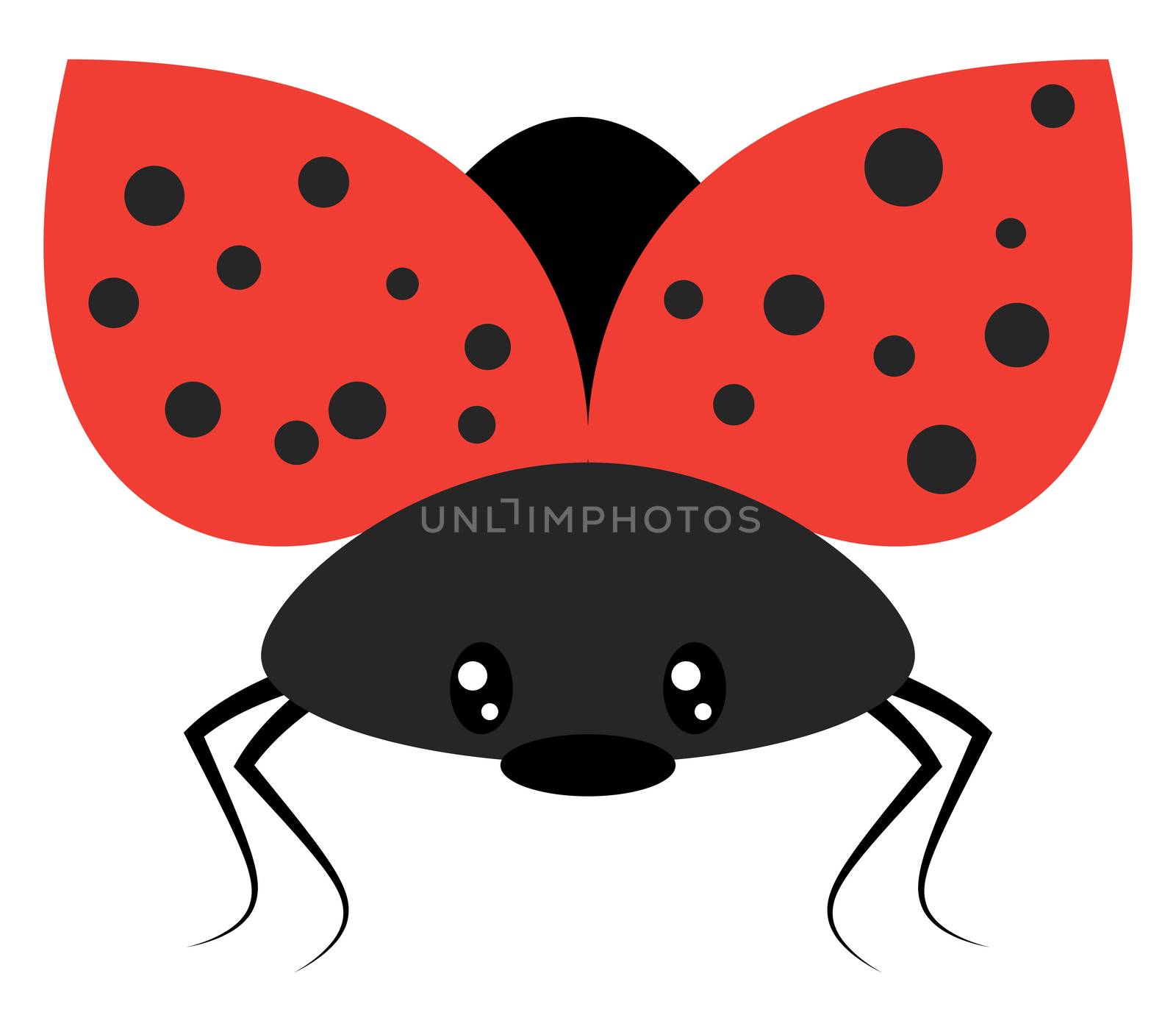 Ladybug flying, illustration, vector on white background