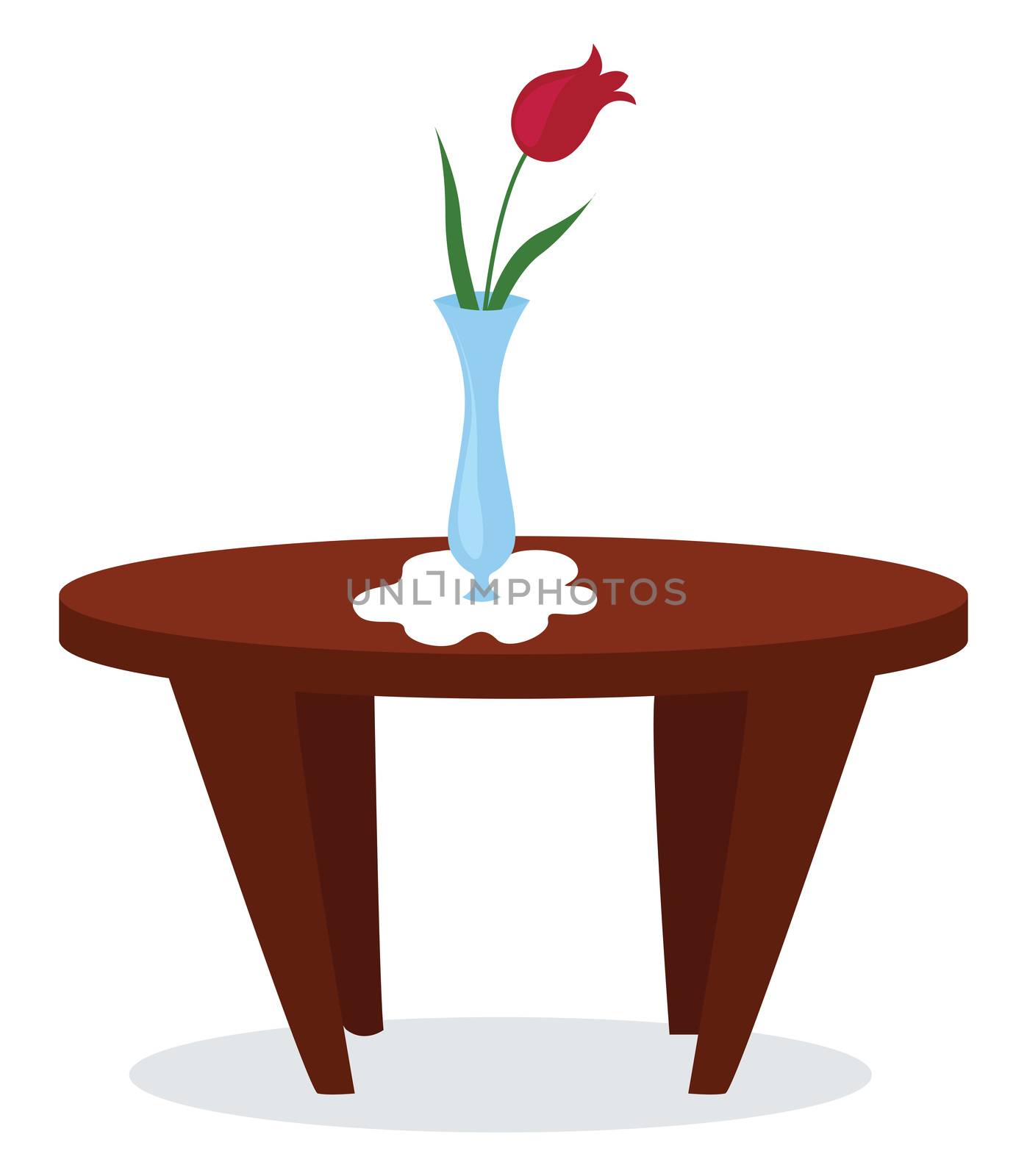 Vase with flower on table , illustration, vector on white backgr by Morphart