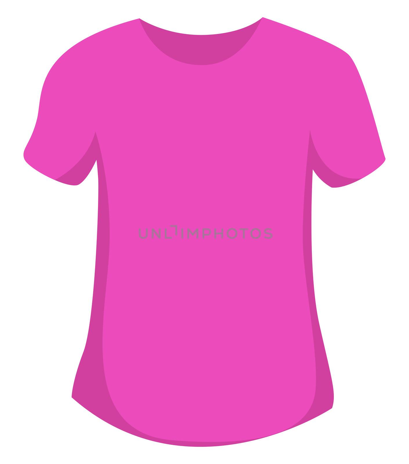 Woman pink t shirt, illustration, vector on white background by Morphart