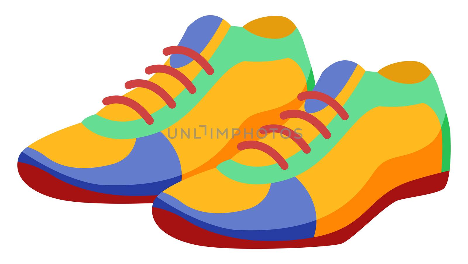Colorful sneakers, illustration, vector on white background