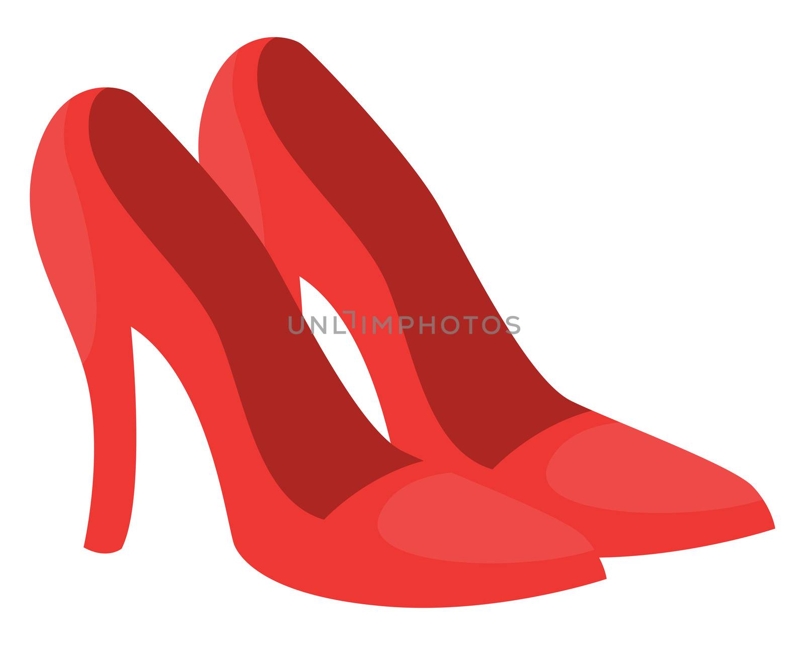 Red woman heels, illustration, vector on white background by Morphart