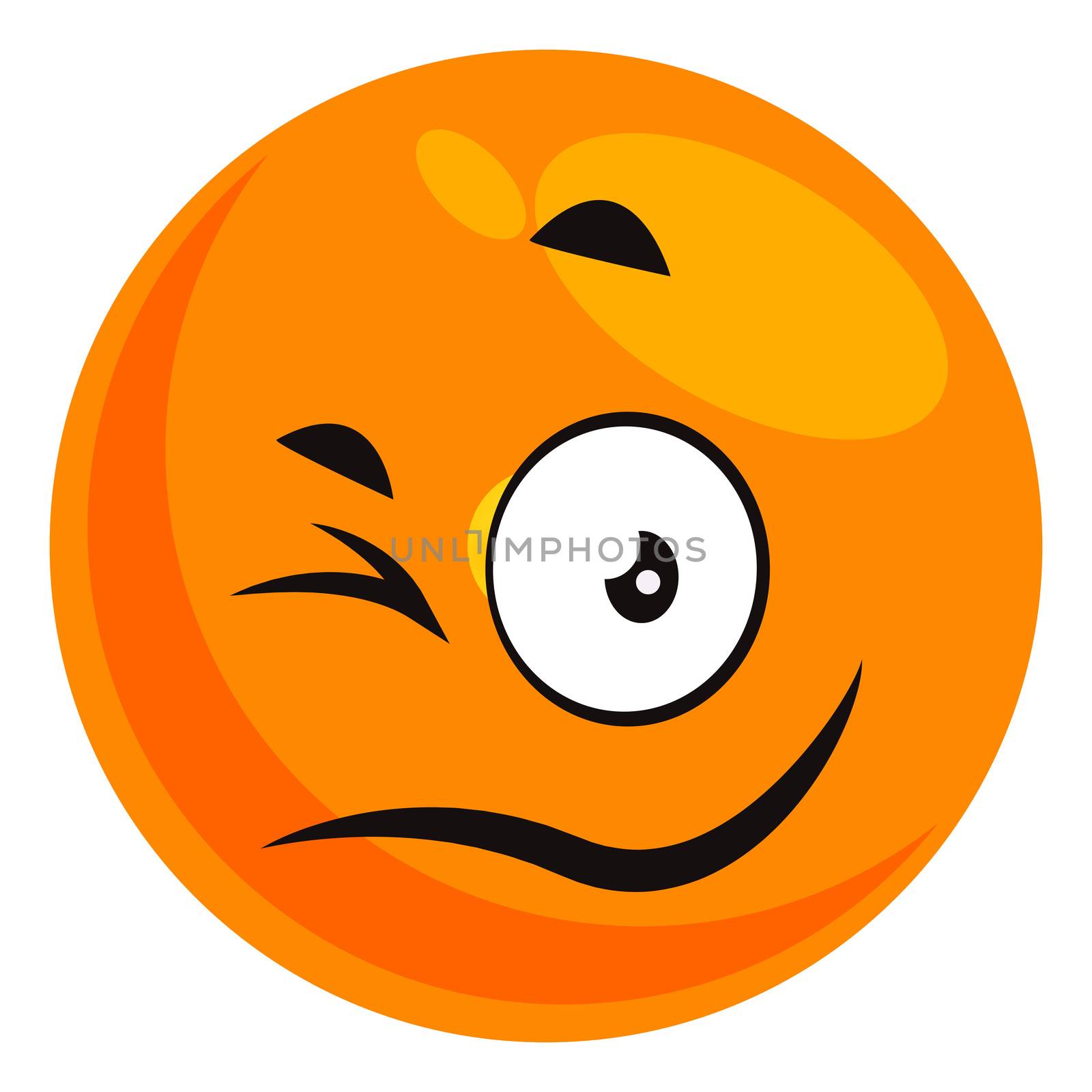 Winking emoji, illustration, vector on white background by Morphart