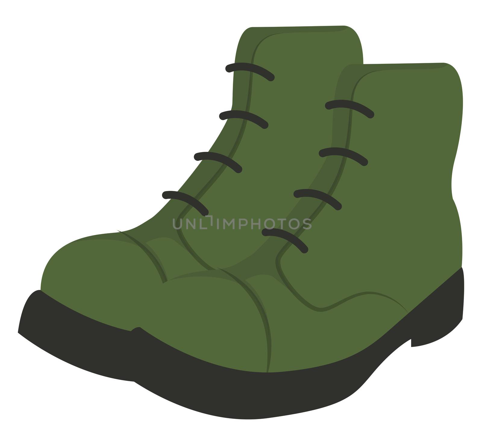 Green man boots, illustration, vector on white background by Morphart