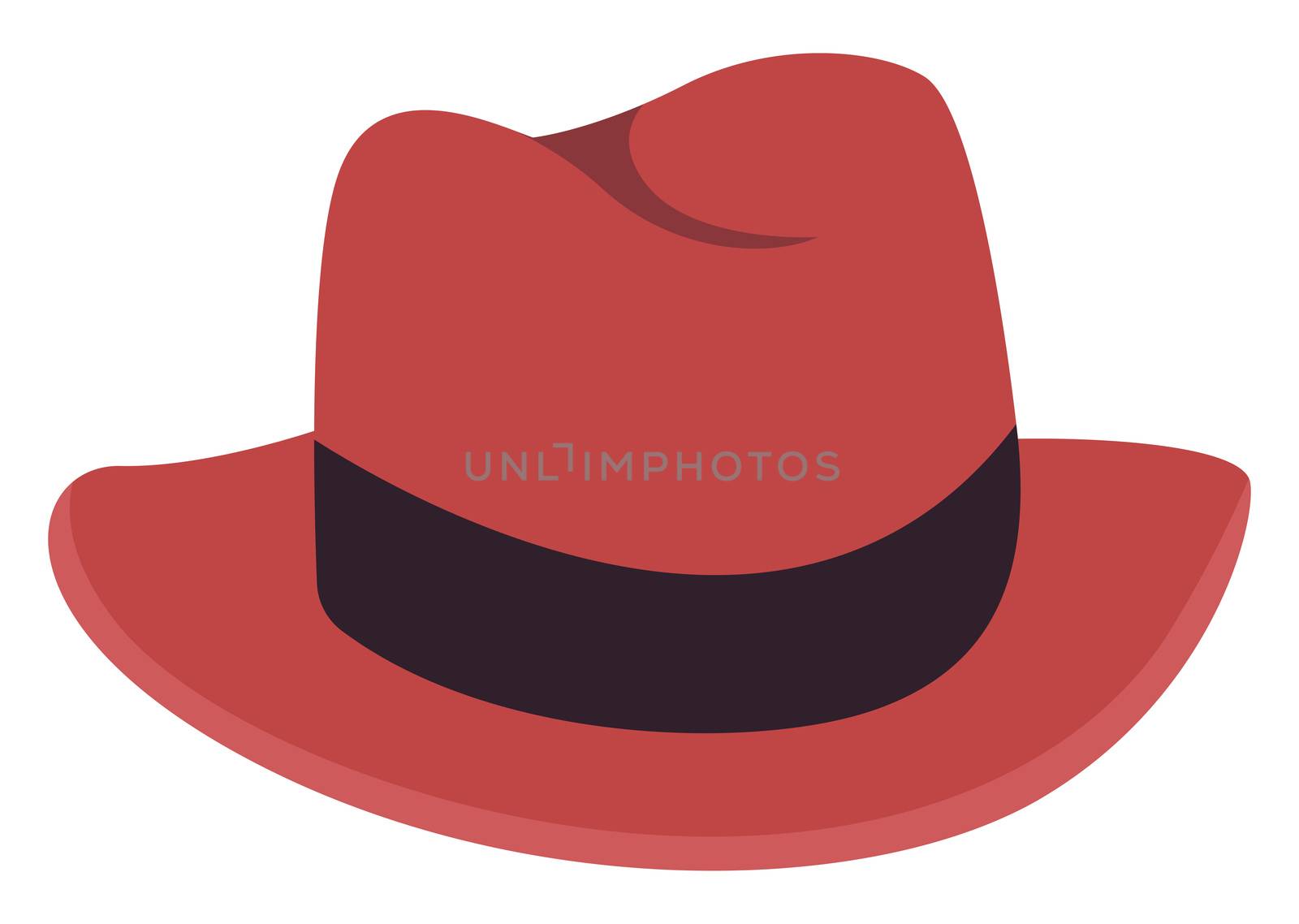 Red woman hat, illustration, vector on white background by Morphart