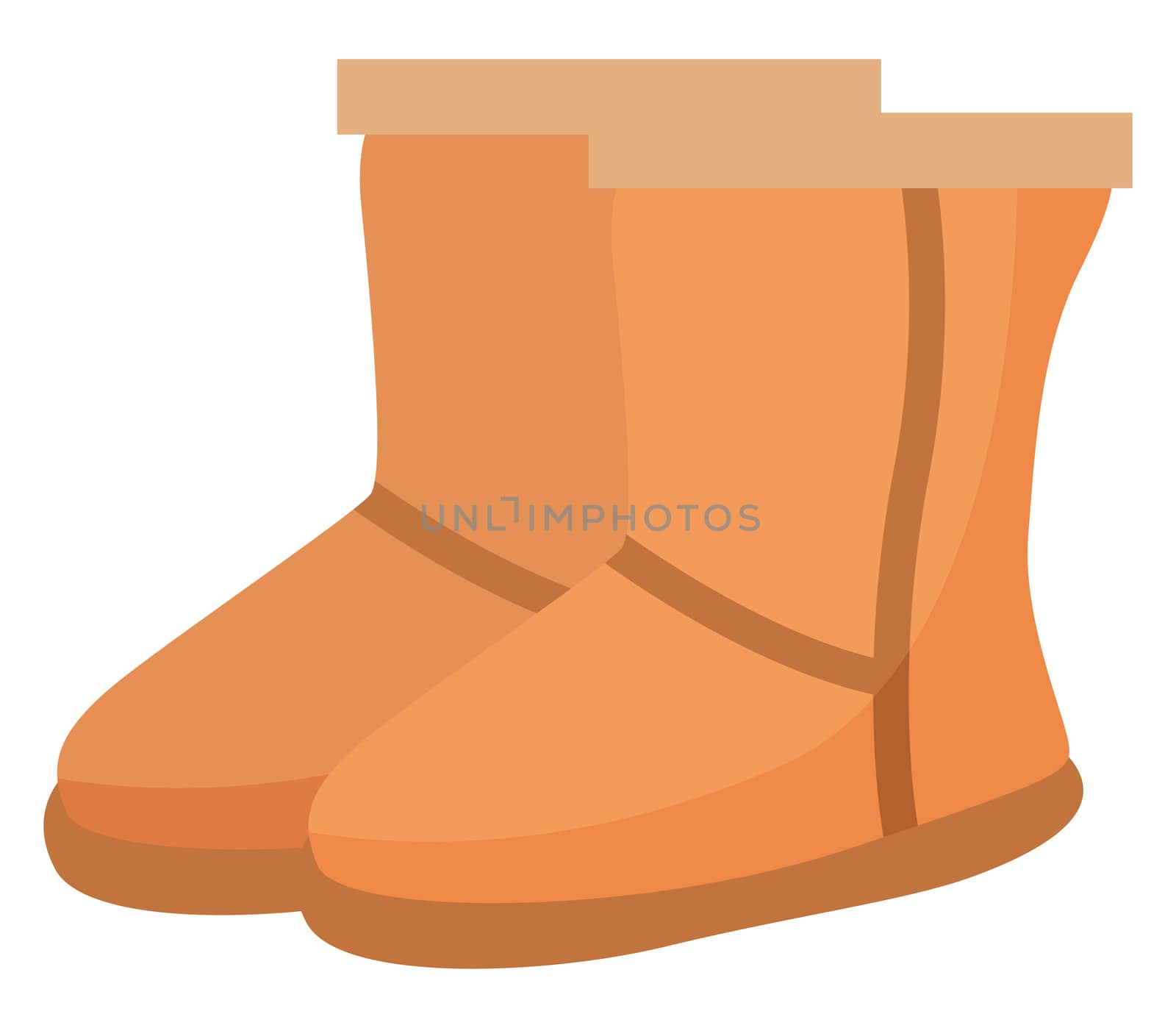 Woman brown winter shoes, illustration, vector on white backgrou by Morphart