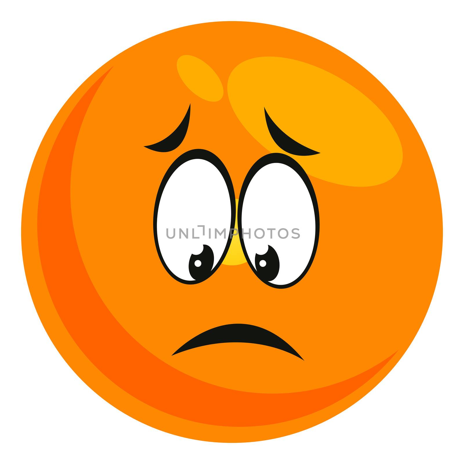 Sad emoji, illustration, vector on white background by Morphart