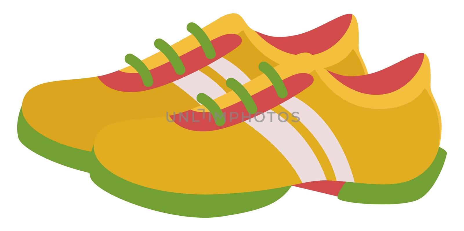 Yellow sneakers, illustration, vector on white background