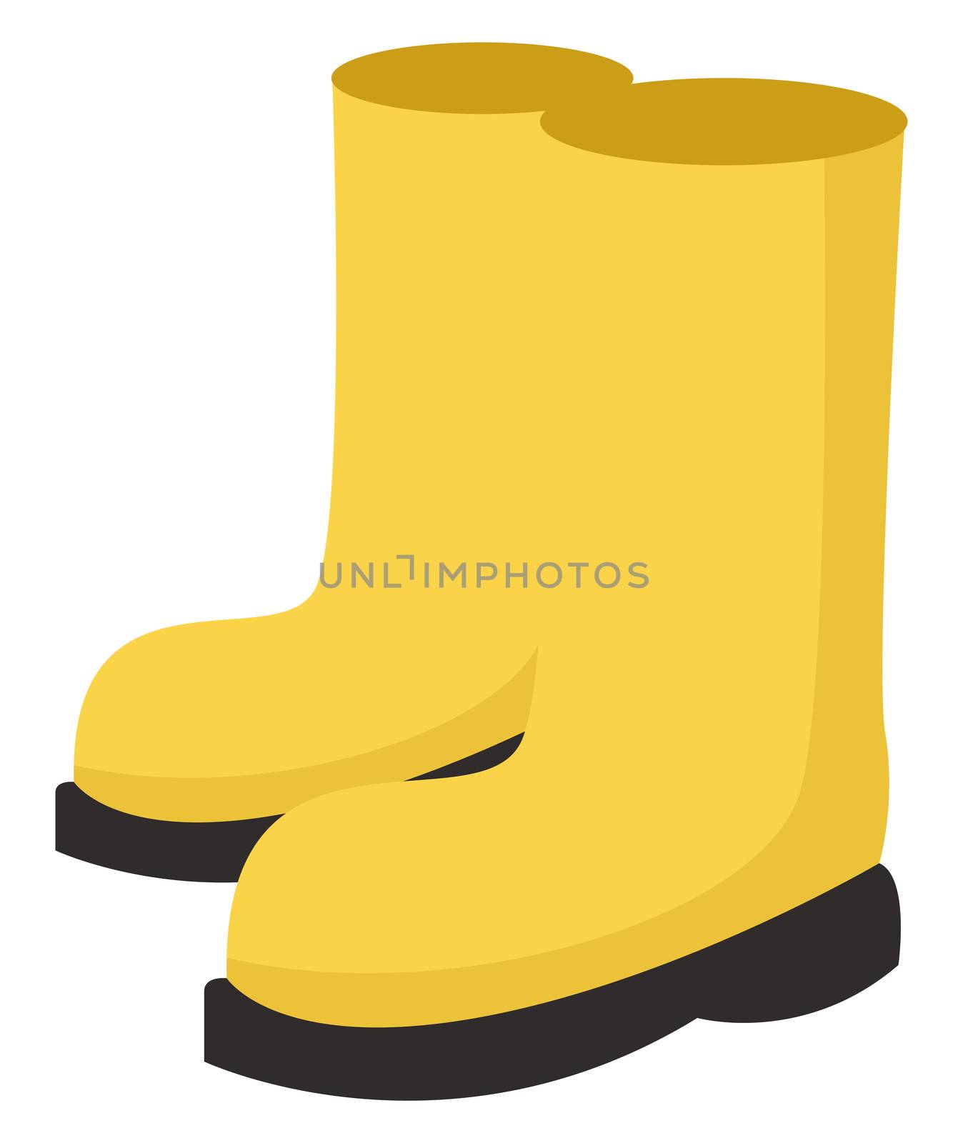 Yellow rain boots, illustration, vector on white background by Morphart