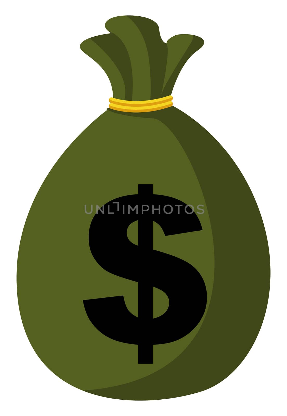 Green bag of money, illustration, vector on white background