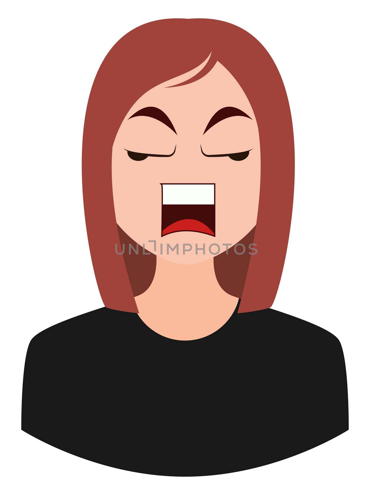 Angry girl emoji, illustration, vector on white background by Morphart