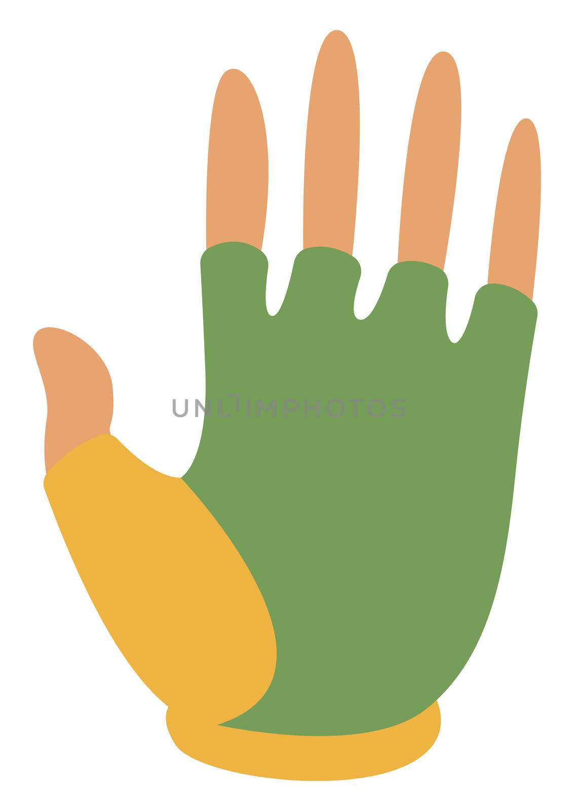 Green bike gloves, illustration, vector on white background by Morphart