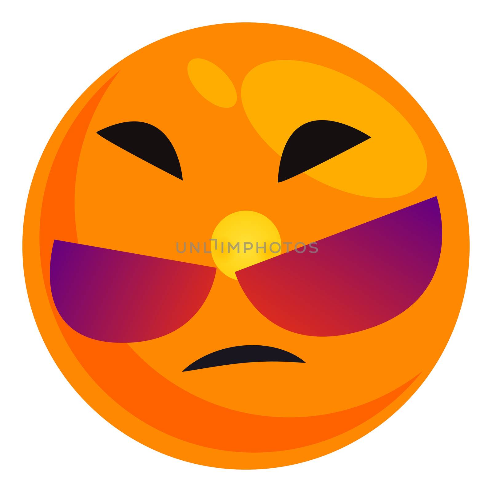 Evil smiley, illustration, vector on white background by Morphart