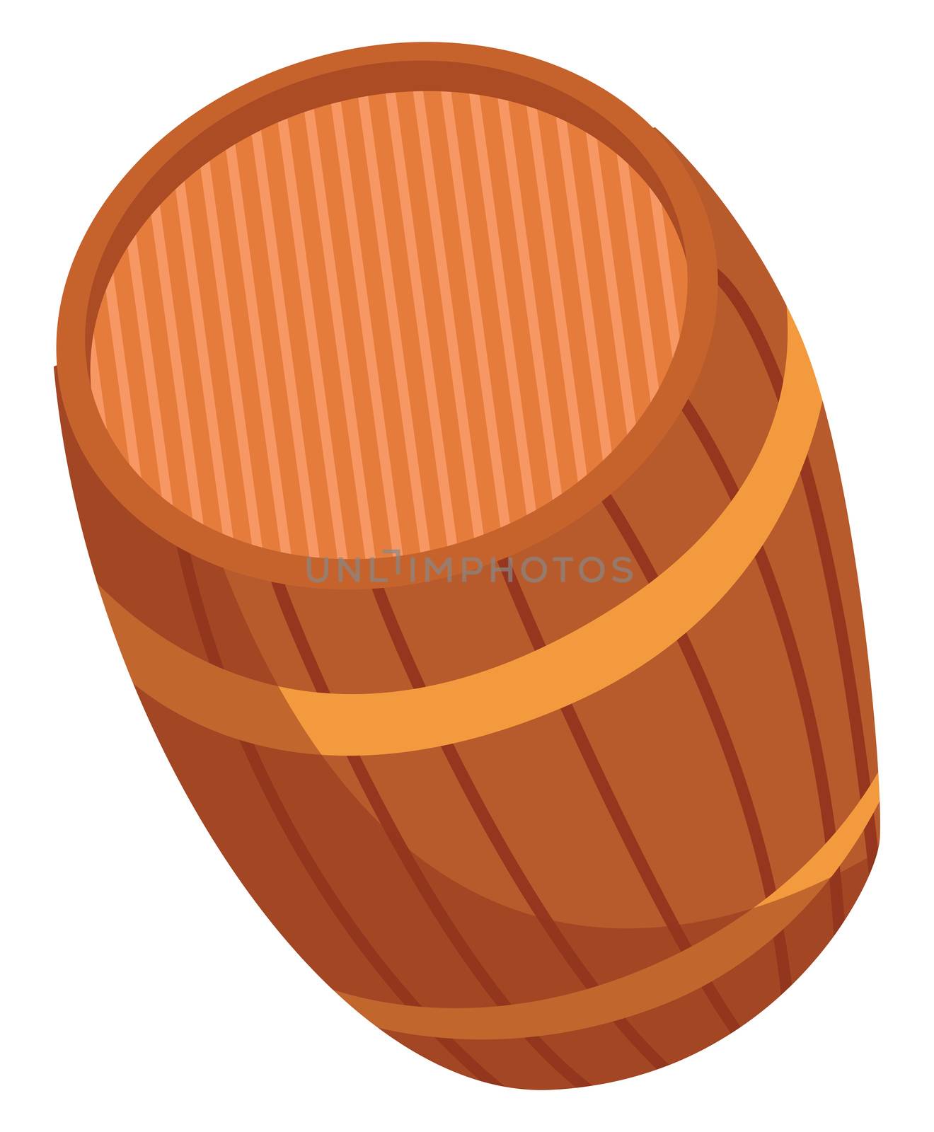 Wooden barrel, illustration, vector on white background by Morphart