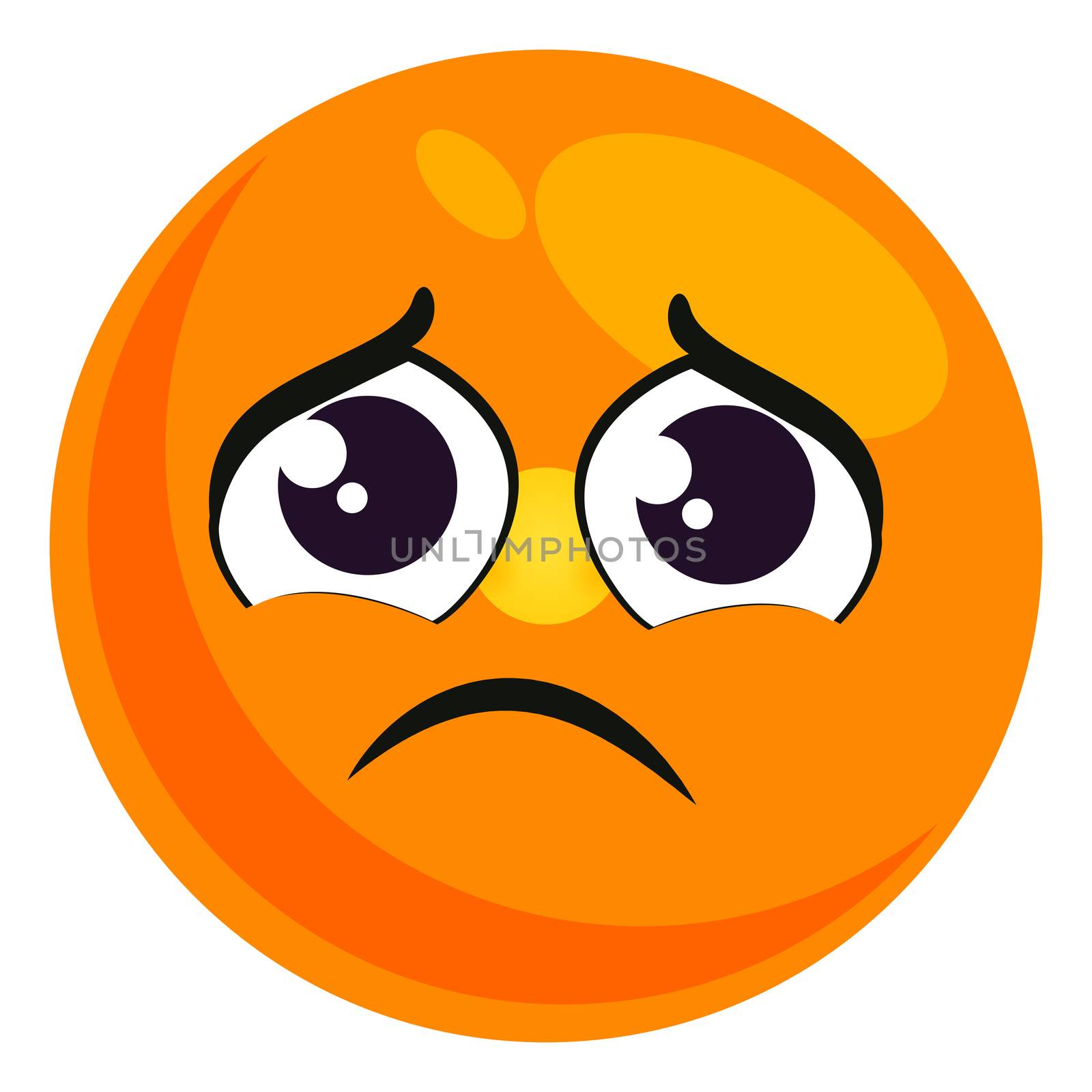 Very sad emoji, illustration, vector on white background by Morphart