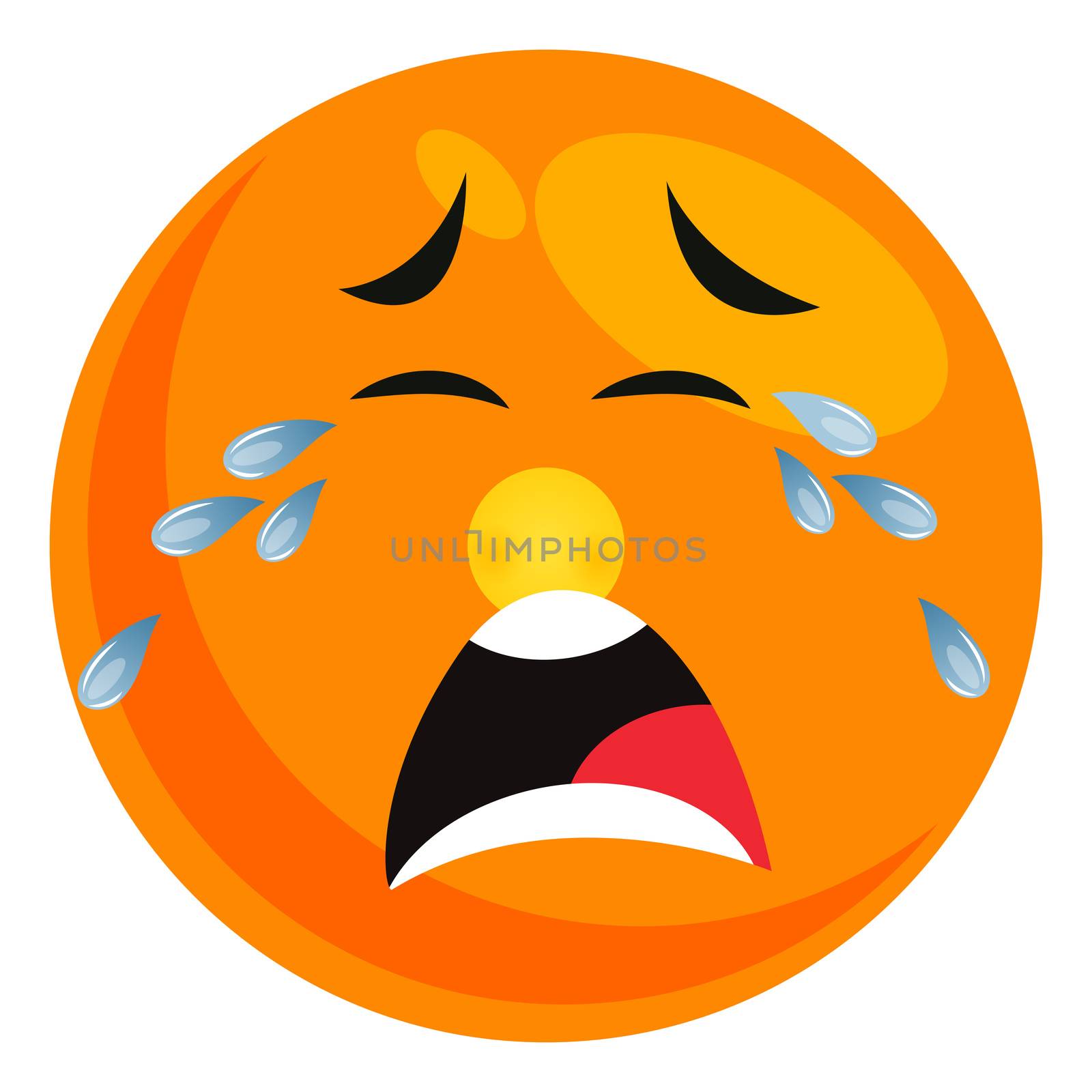 Crying tears smiley, illustration, vector on white background