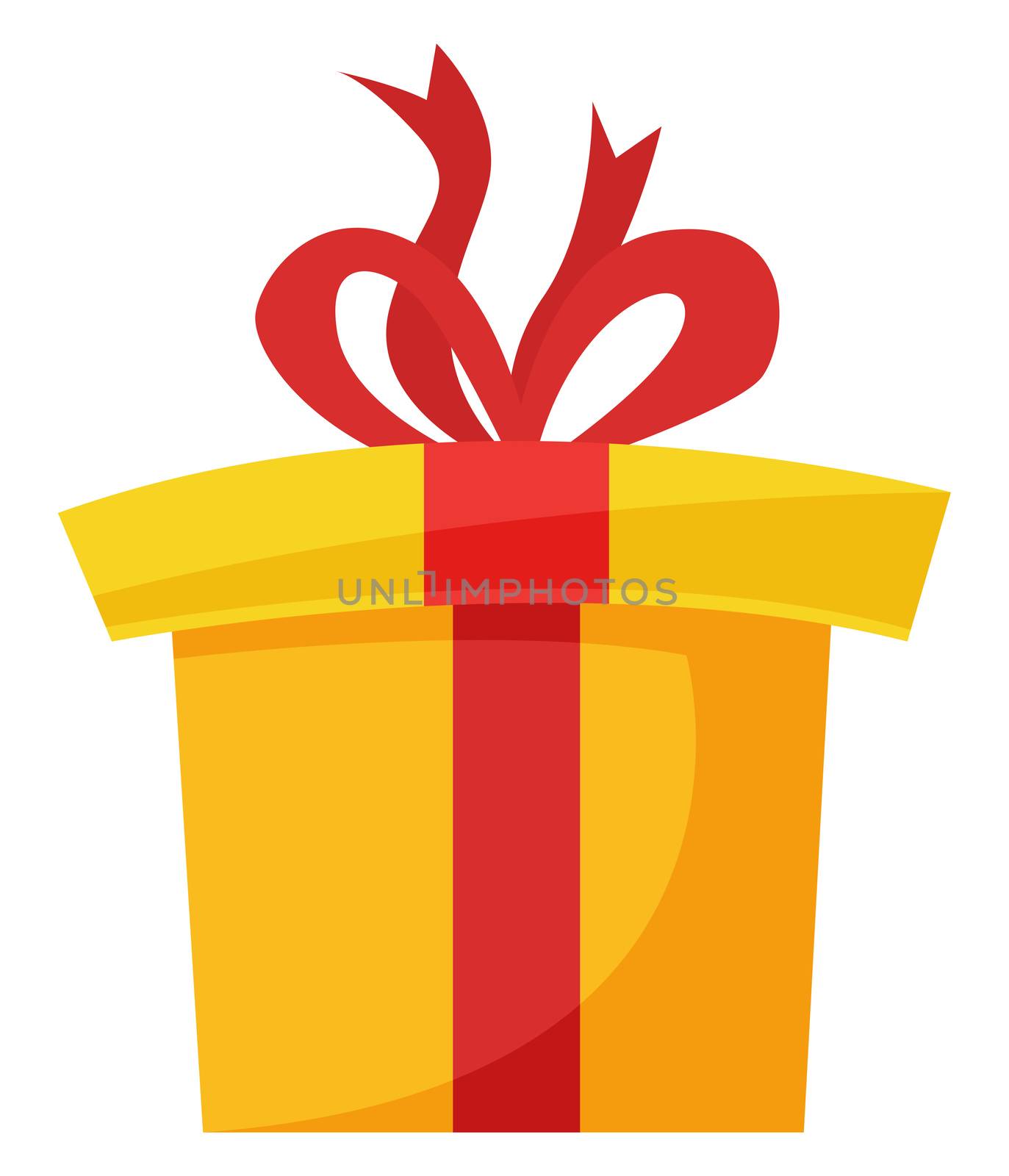 Big yellow present, illustration, vector on white background by Morphart