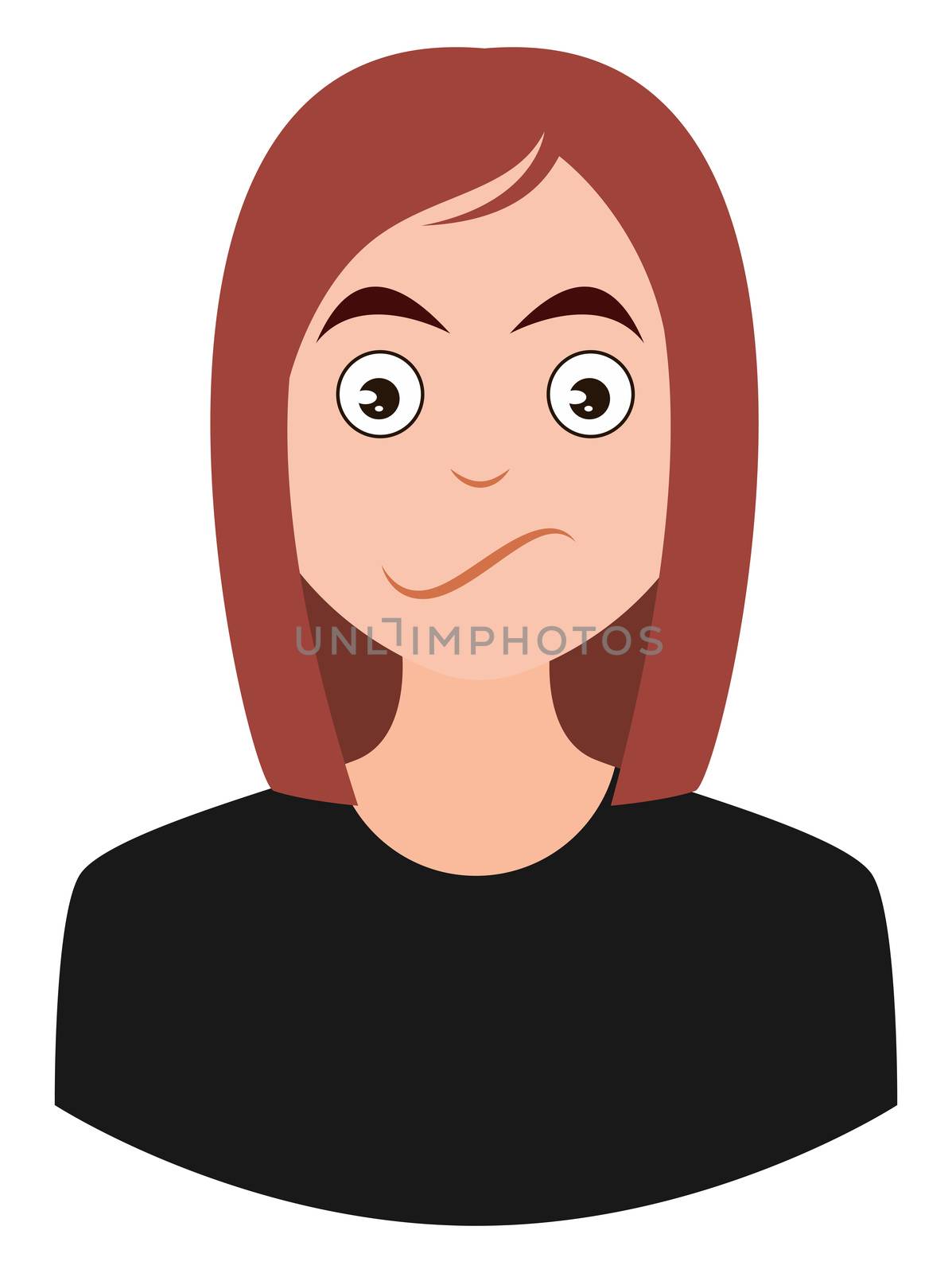 Confused girl, illustration, vector on white background by Morphart