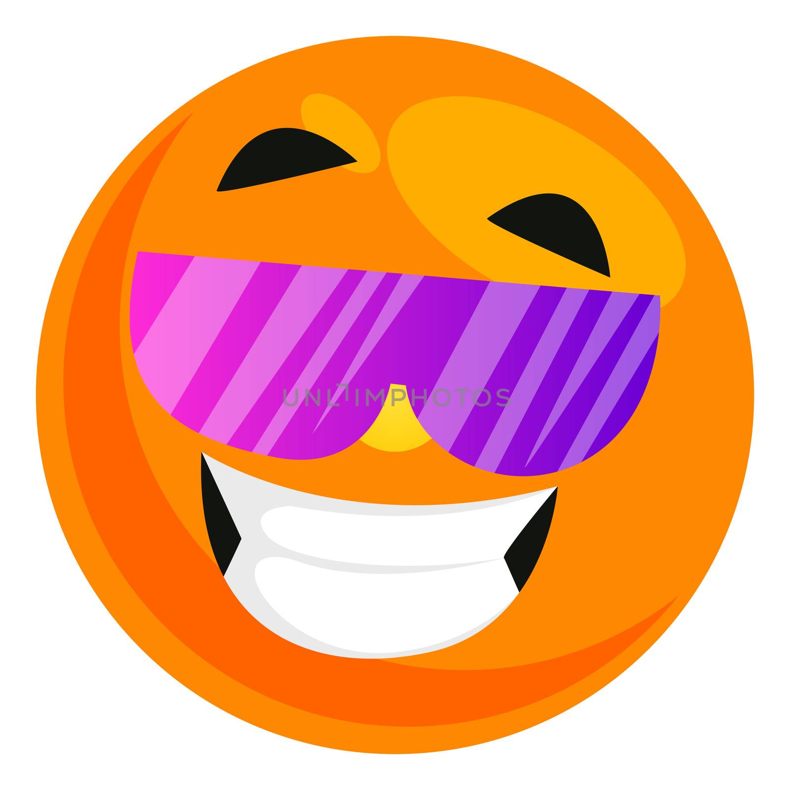 Emoji with sunglasses, illustration, vector on white background