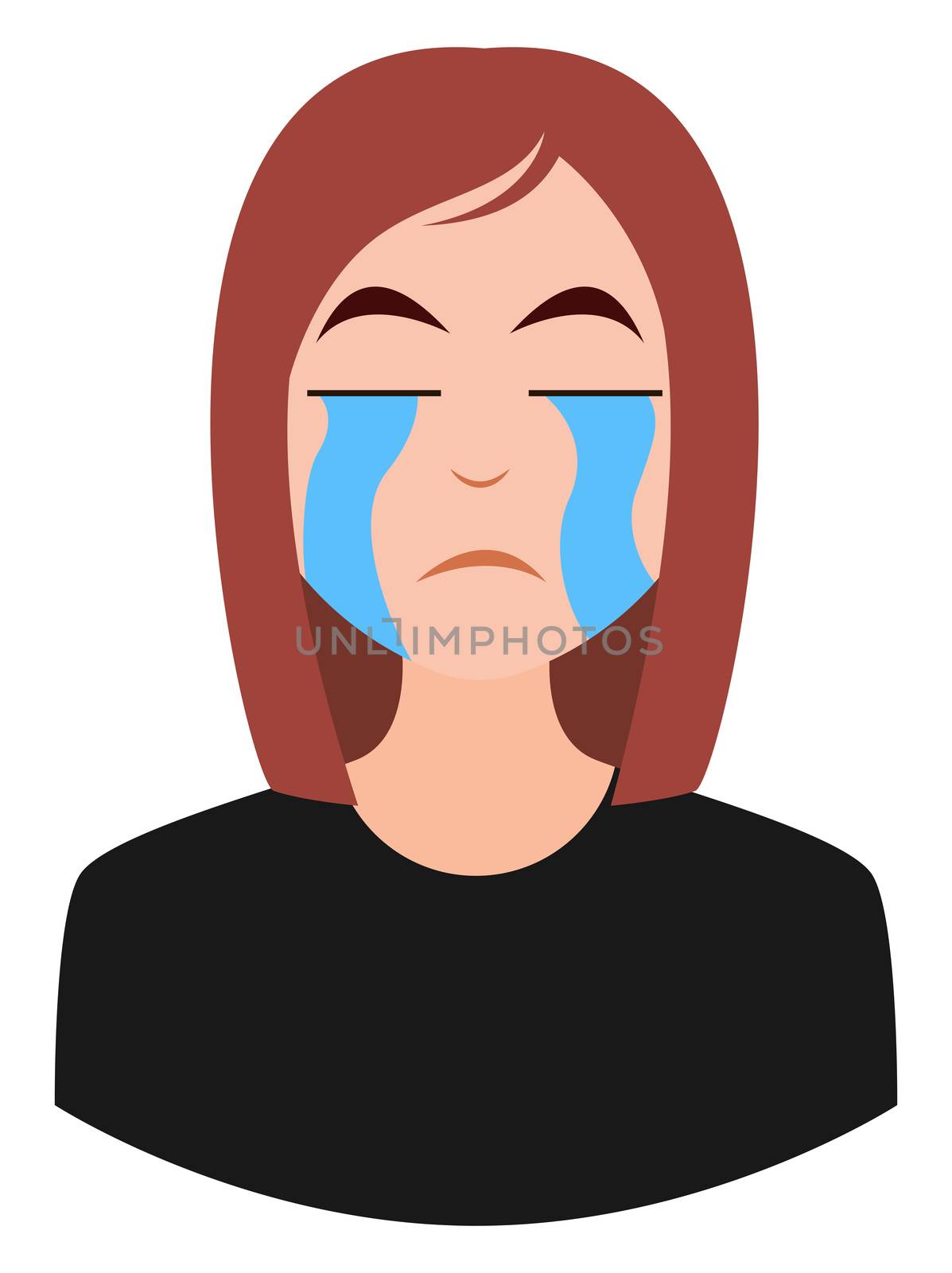 Crying girl emoji, illustration, vector on white background by Morphart