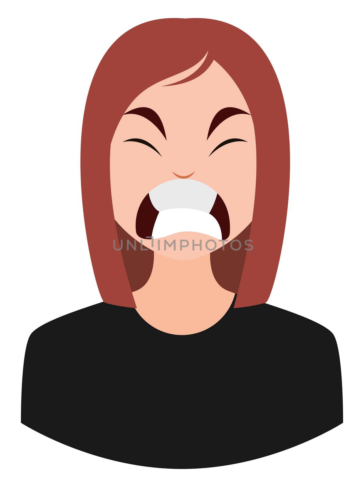 Angry girl, illustration, vector on white background